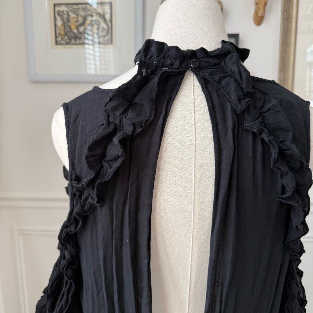 Iro IRO Hanie Black Long Sleeve Cold Shoulder Open Back Dress $3 Size L / US 10 / IT 46 - 6 Thumbnail