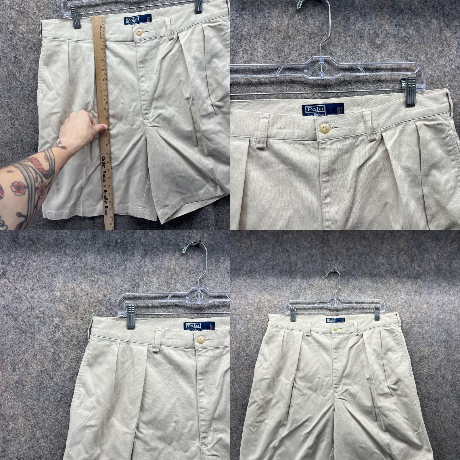 Polo Ralph Lauren Polo Ralph Lauren Shorts Men 36 Khaki Chino Pleated Tan Beige Cotton Vintage No Size US M / EU 48-50 / 2 - 8 Thumbnail