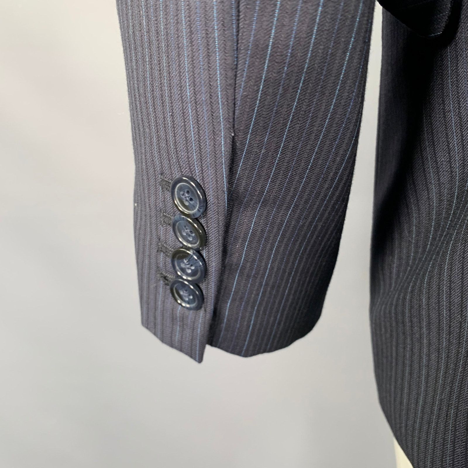 Other AUGUST Size 42 Navy Blue Stripe Single Breasted Sport Coat Size 42R - 5 Thumbnail