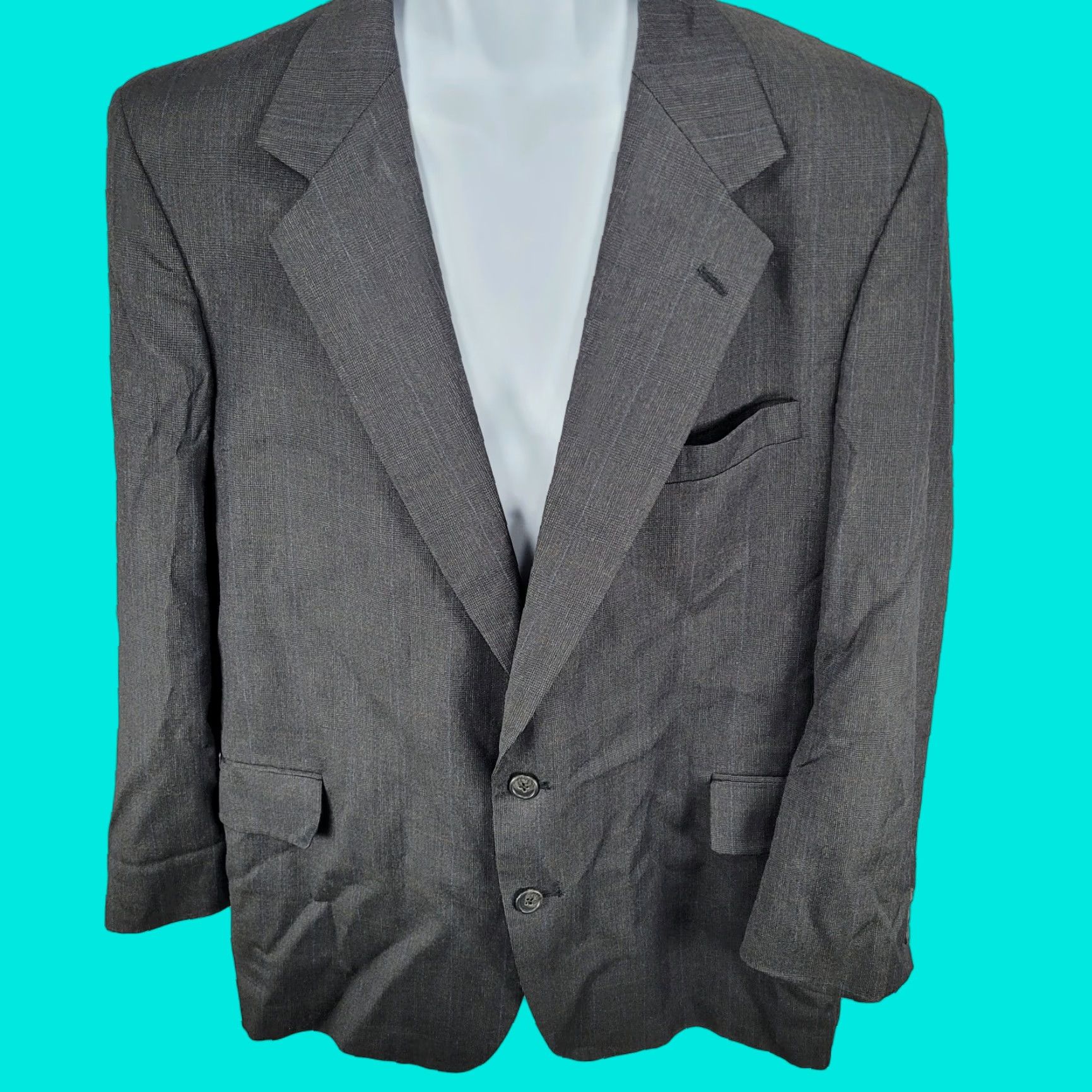Vintage VINTAGE Botany 500 Couture Grey 2 Button Blazer USA Made Size 44 PTR Size 44R - 1 Thumbnail