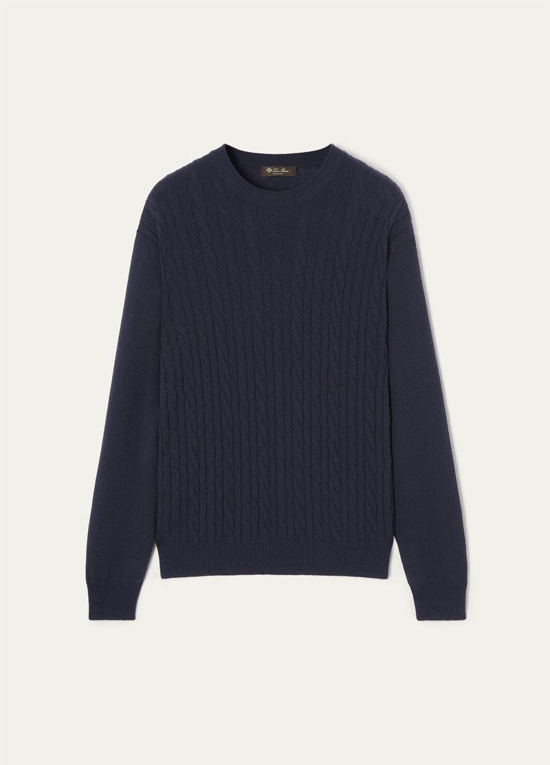 Loro Piana o1w1db10226 FAO9788 Lenno Crewneck Sweater in Blue Size US M / EU 48-50 / 2 - 1 Thumbnail