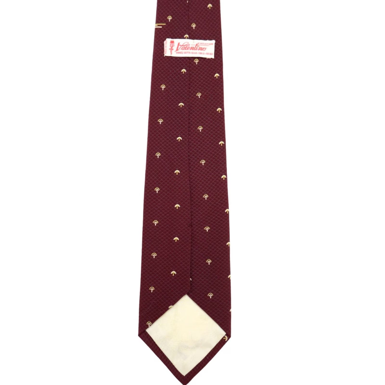 Valentino VALENTINO Tie Men's 139 x 8 CM Tied Burgundy Vintage Patterned Silk Made In Italy Formal Business Burgundy Mens Tie Size ONE SIZE - 6 Thumbnail