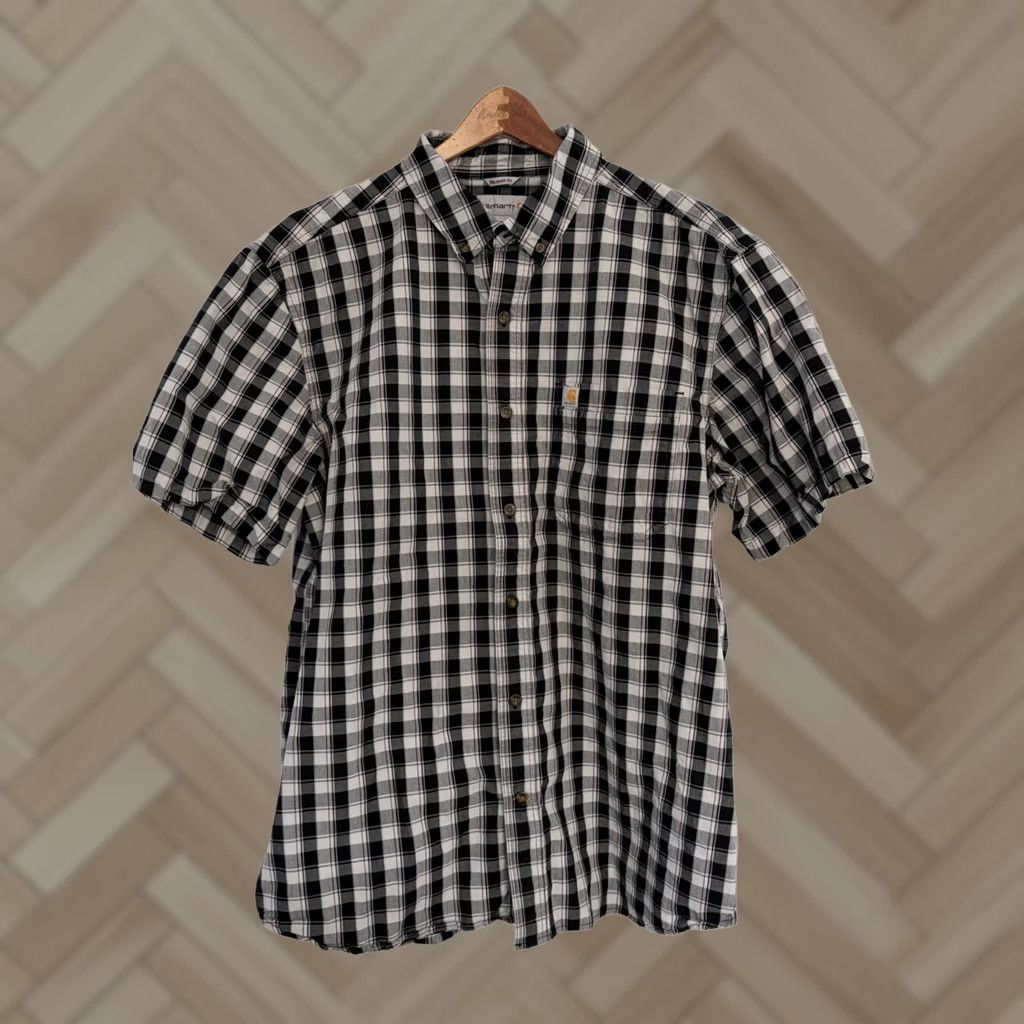 Carhartt Carhartt Relaxed Fit Mens Short Sleeve Button Down Shirt XL Black Plaid Size US XL / EU 56 / 4 - 1 Thumbnail