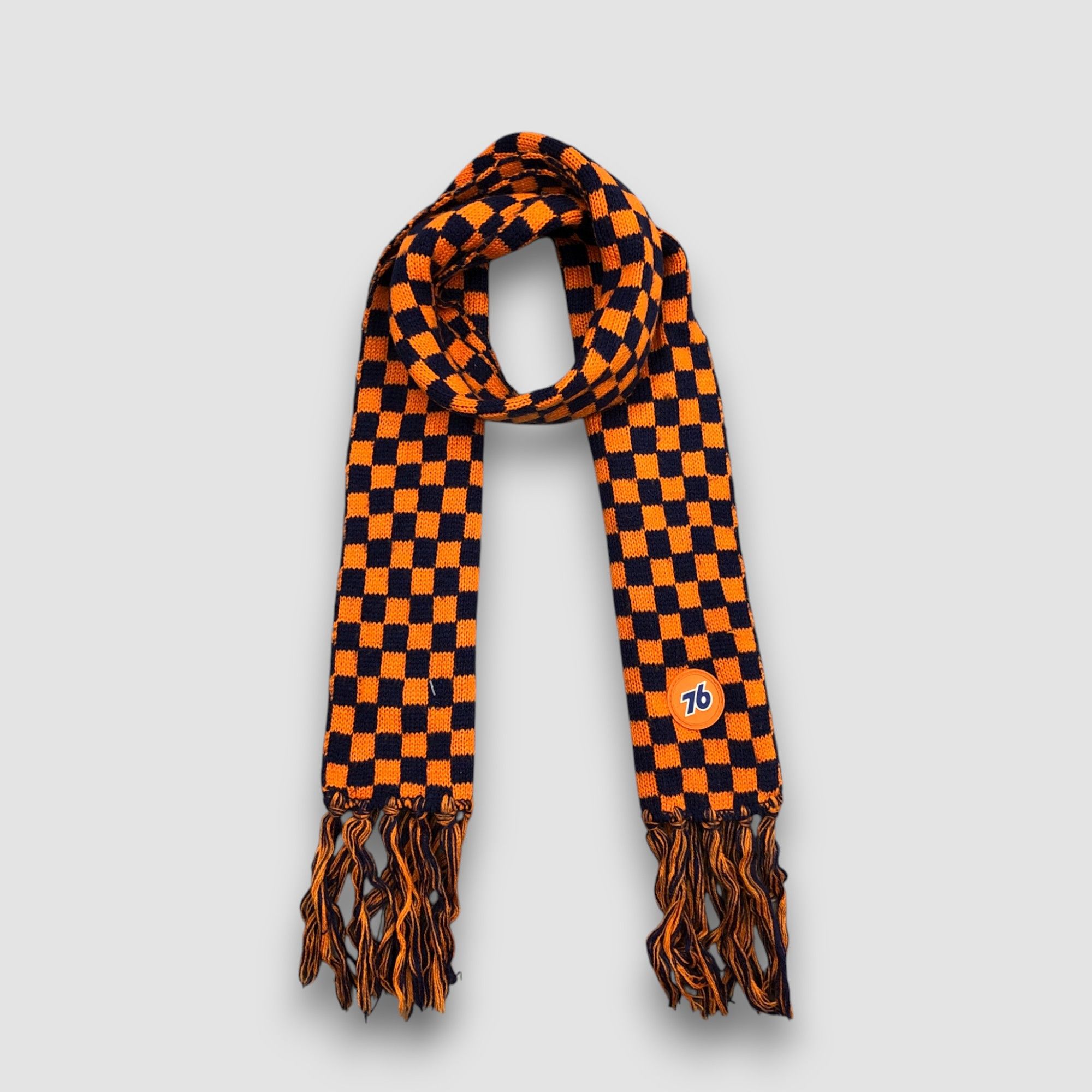 Vintage Vintage 76 Lubricant Scarf Muffler Knit Check Racing Scarves Size ONE SIZE - 1 Thumbnail