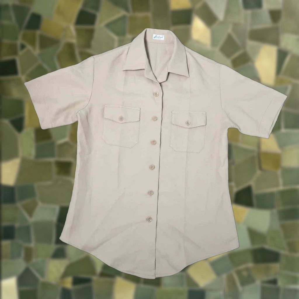 Vintage VINTAGE Jackson Shirt Womens M khaki tan uniform button front 1970s Casual Tailored Regular Size teal Size M / US 6-8 / IT 42-44 - 1 Thumbnail