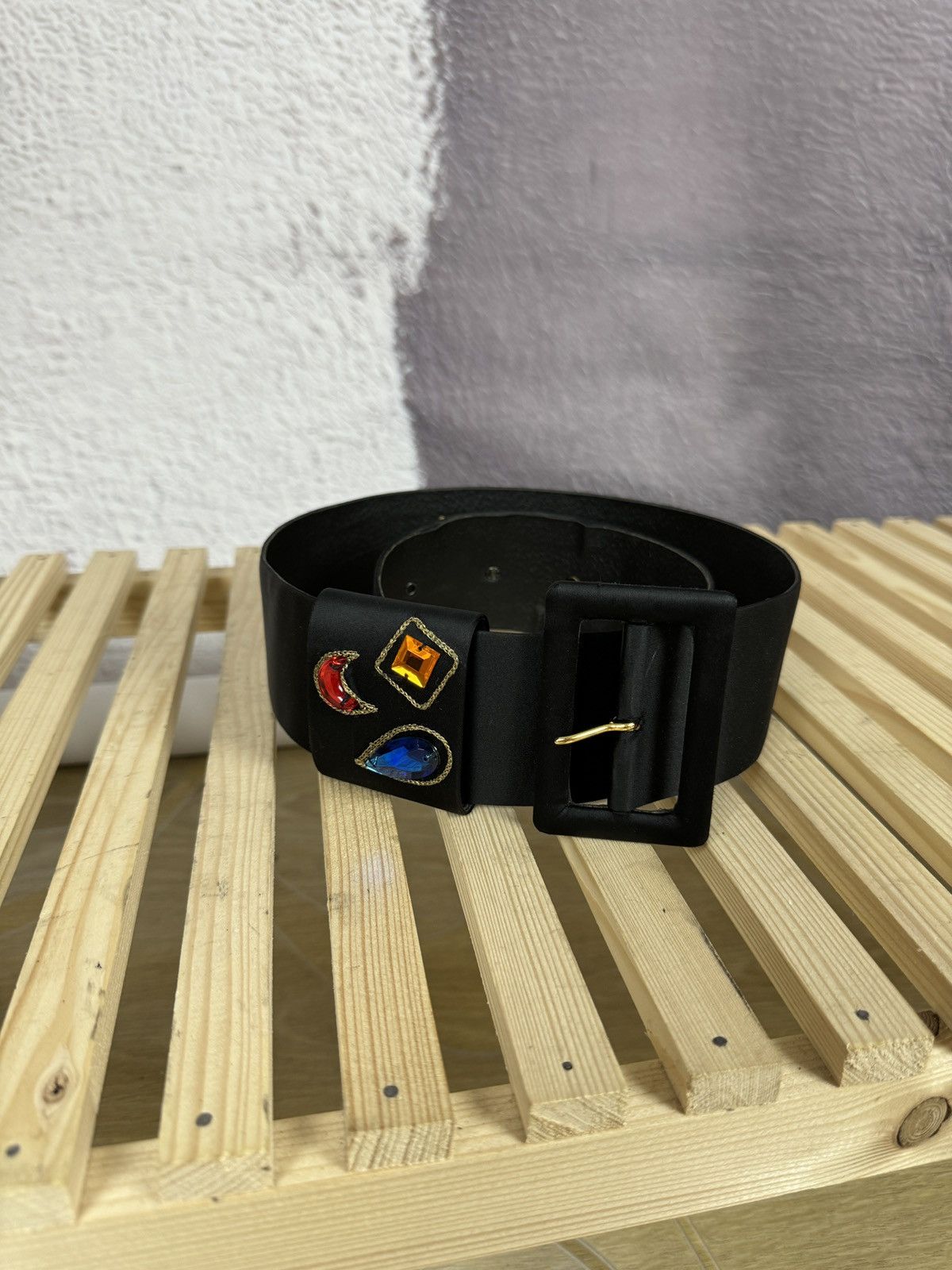 Kenzo Kenzo Studio vintage 80s wide belt leather gemstones Size ONE SIZE - 1 Thumbnail