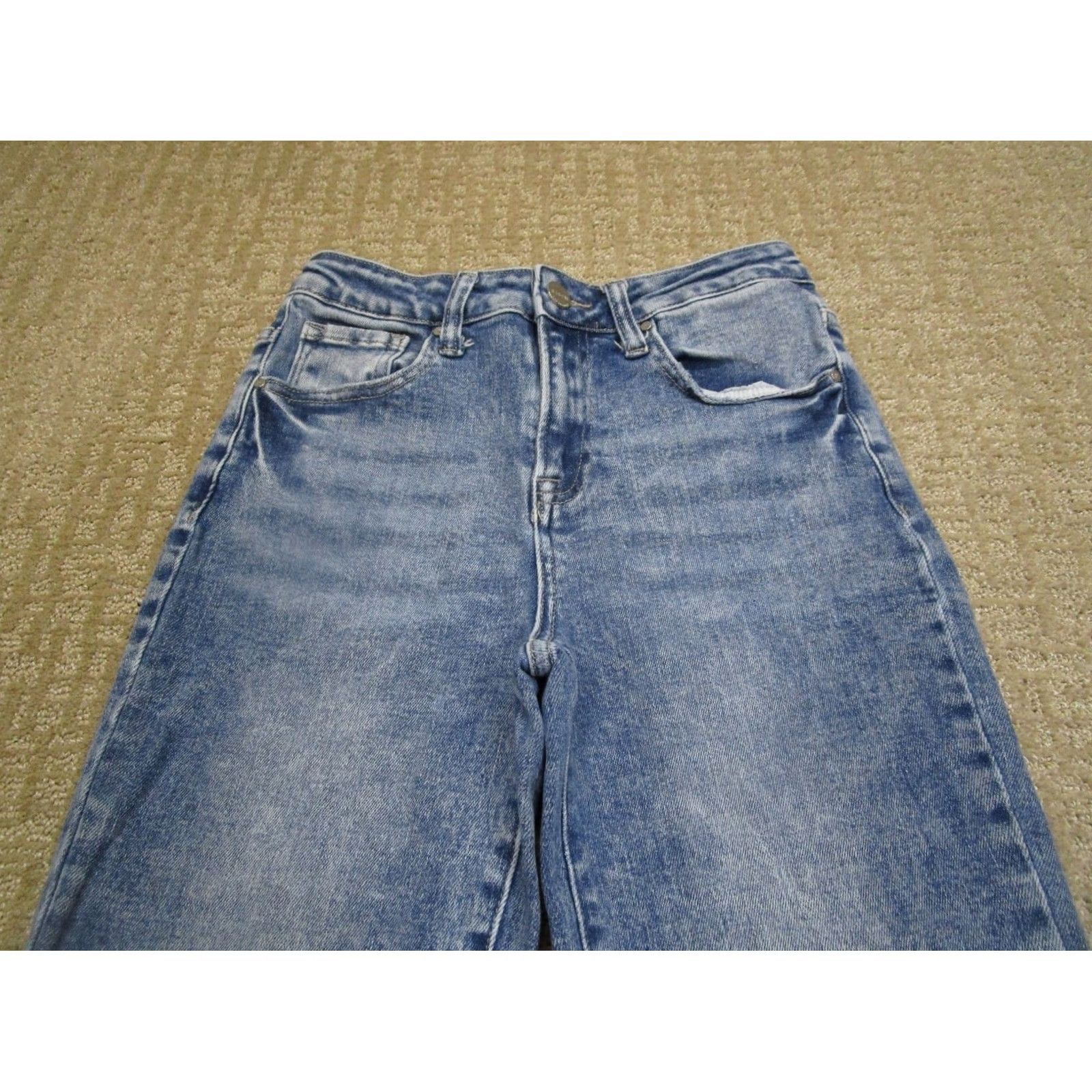 Vintage Risen Jeans Women 26 Blue Straight Cropped Mid Rise Acid Wash Frayed Hem Denim Pants Size 26" / US 2 / IT 38 - 2 Thumbnail
