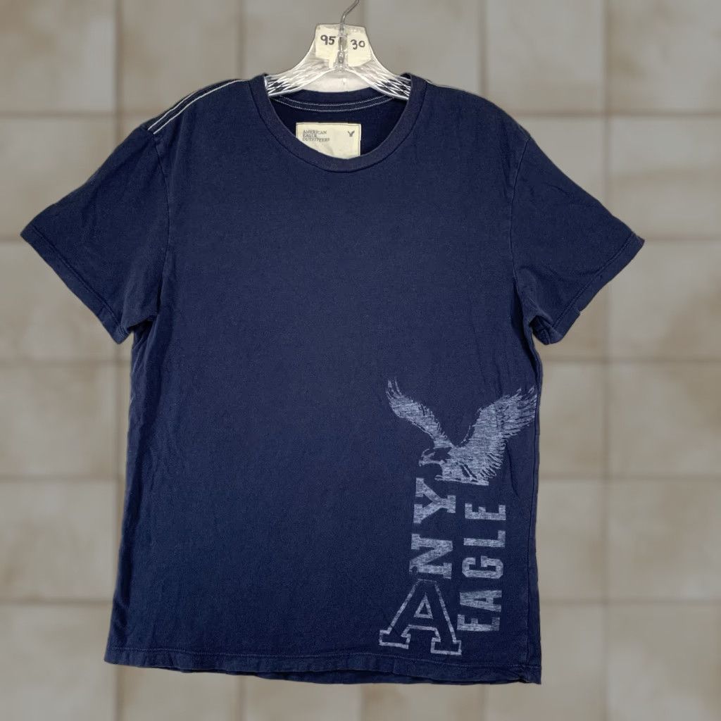 American Eagle Outfitters American Eagle Outfitters Mens T-Shirt Medium Blue Athletic Front Logo 2009 Graphic Print Crew Neck Short Sleeve Cotton Mens Size US M / EU 48-50 / 2 - 1 Thumbnail