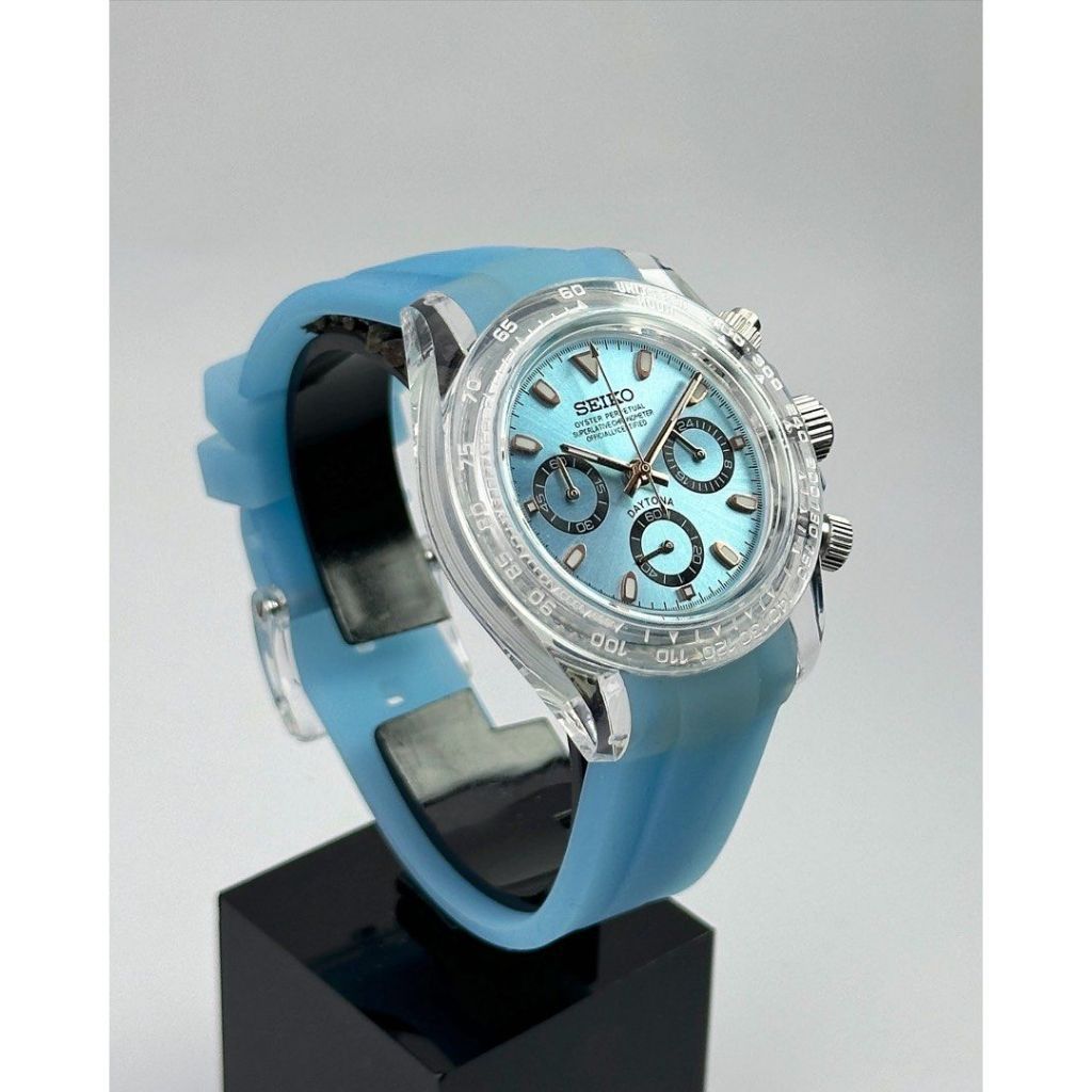 Seiko Ice Blue Clear Plastic Custom Seiko Watch Quartz Chronograph Size ONE SIZE - 2 Thumbnail