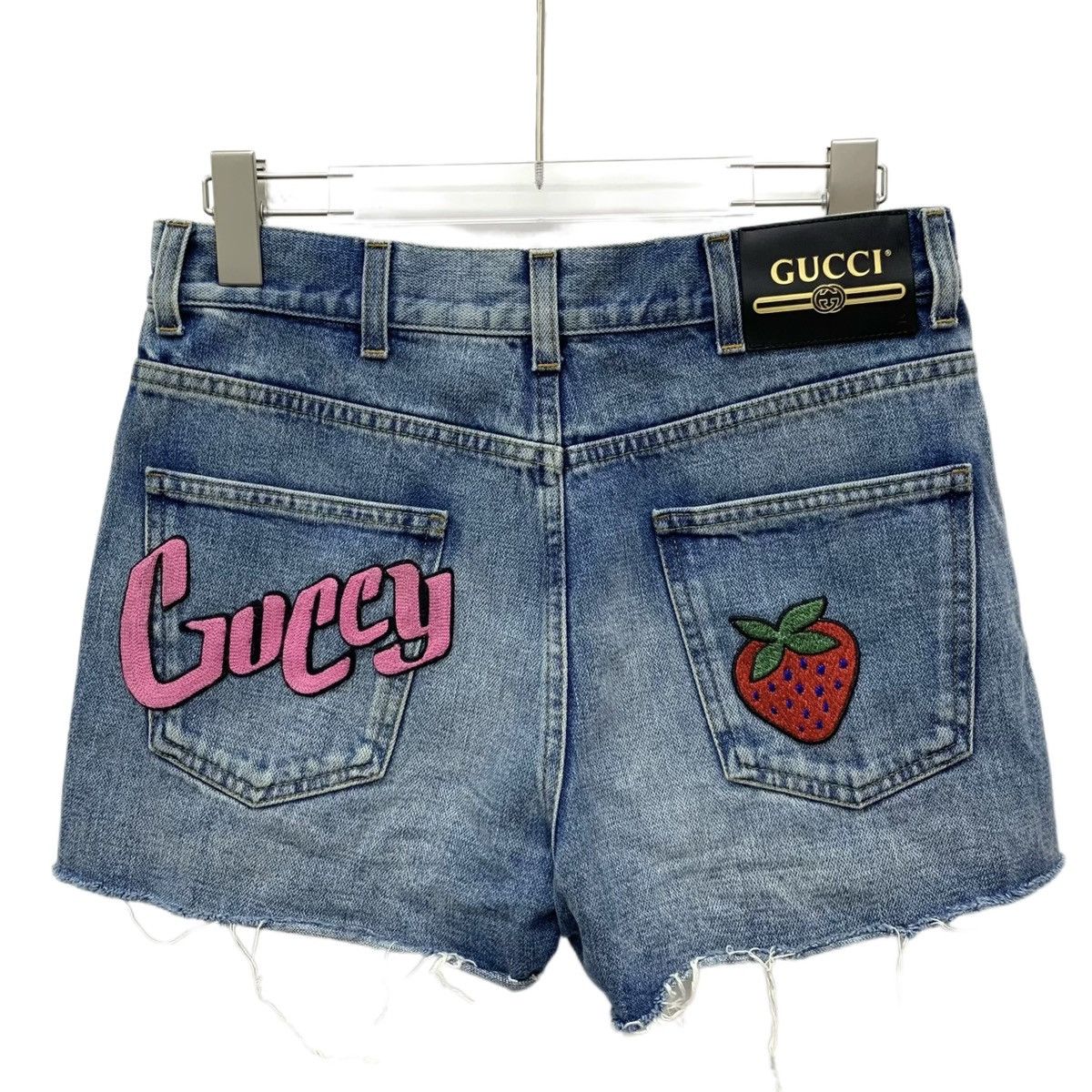 Gucci Gucci Blue Strawberry Washed Denim Shorts Size 24" / US 00 / IT 34 - 2 Thumbnail