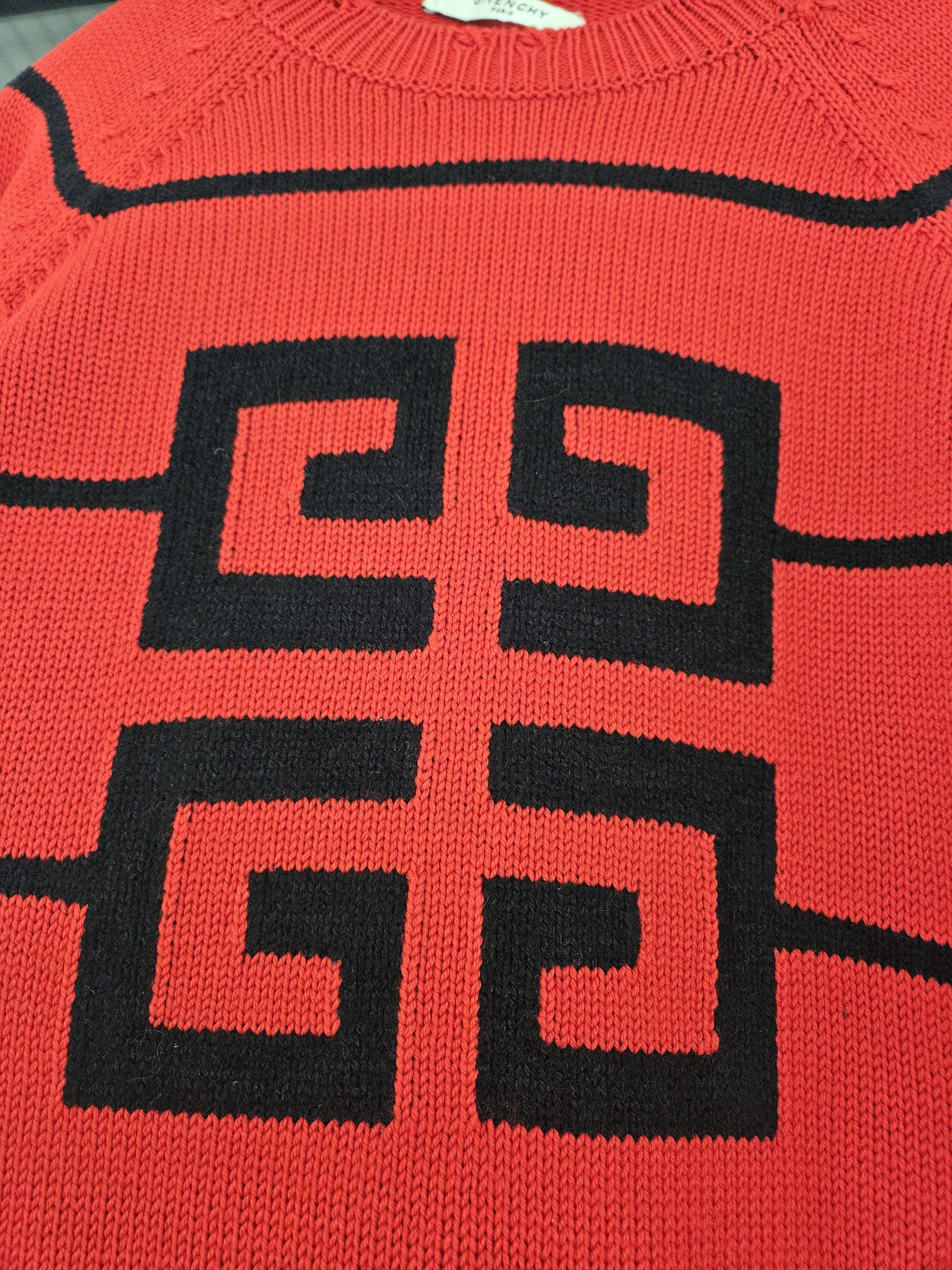 Givenchy Oversized 4G Black Red Striped Knit Crewneck Sweater Size US S / EU 44-46 / 1 - 3 Thumbnail