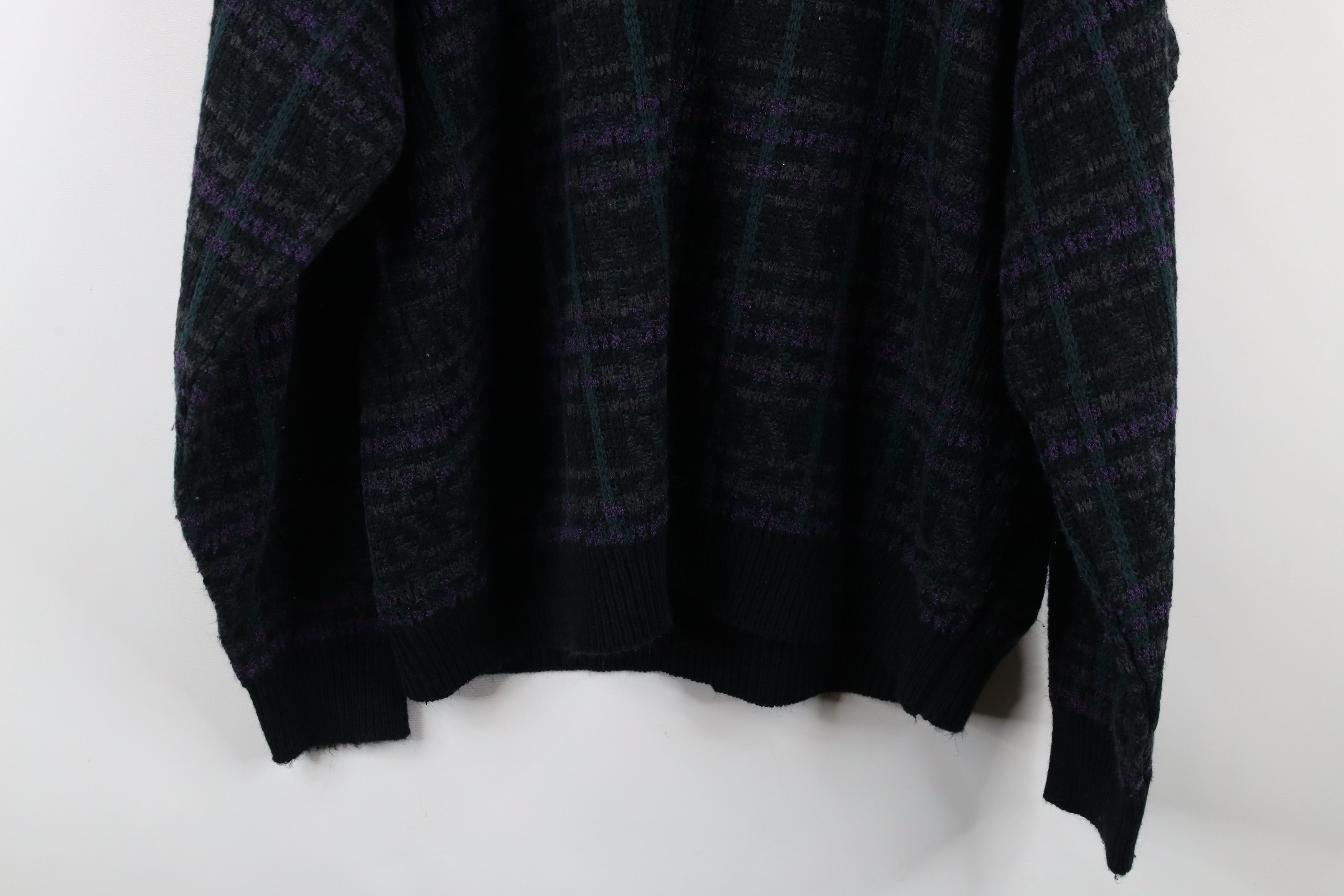 Vintage Vintage 90s Streetwear Rainbow Plaid Knit Crewneck Sweater Size US XXL / EU 58 / 5 - 9 Thumbnail