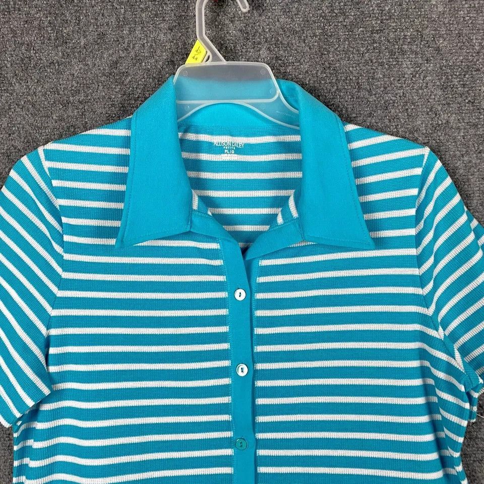 Other Allison Daley Button Up Top Women's Striped Short Sleeve PL Size L / US 10 / IT 46 - 2 Thumbnail