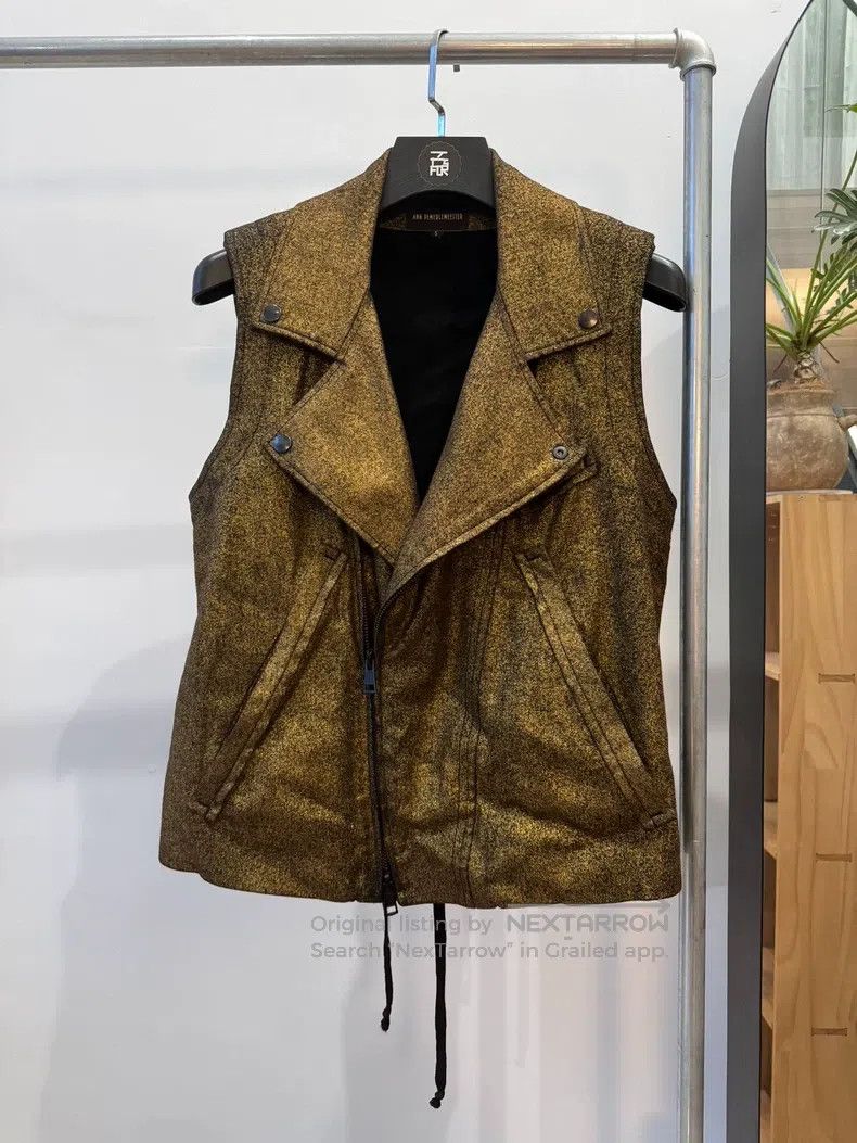 Ann Demeulemeester Ann Demeulemeester Black and Gold Saint Fighter Biker Vest Size US S / EU 44-46 / 1 - 1 Thumbnail
