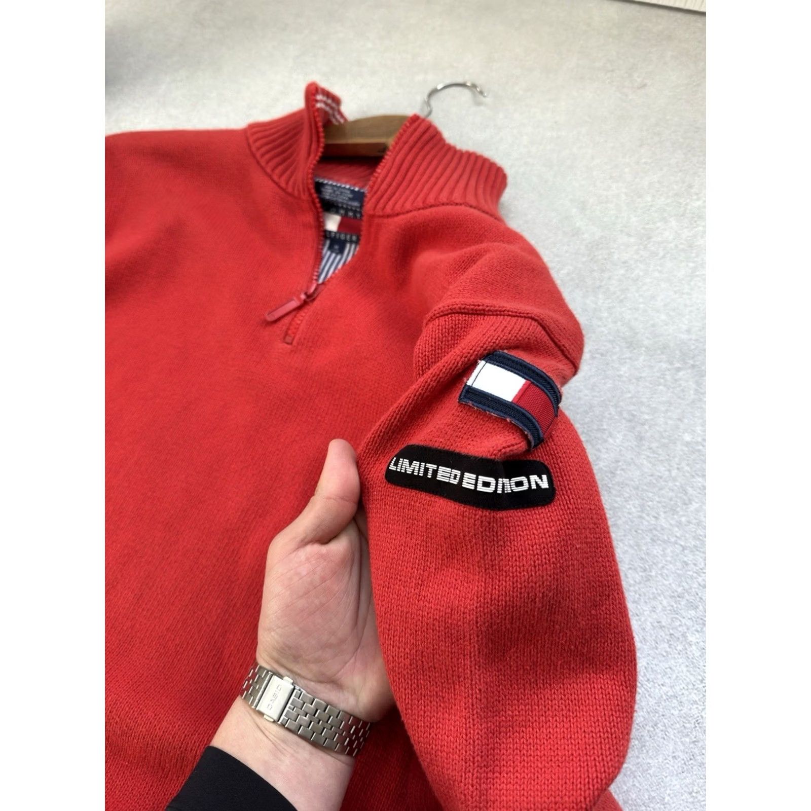 Tommy Hilfiger VINTAGE Tommy Hilfiger Ferrari Limited Edition 1/3 Zip Knit Sweater Men M Red Racing USA 90s Size US M / EU 48-50 / 2 - 4 Thumbnail