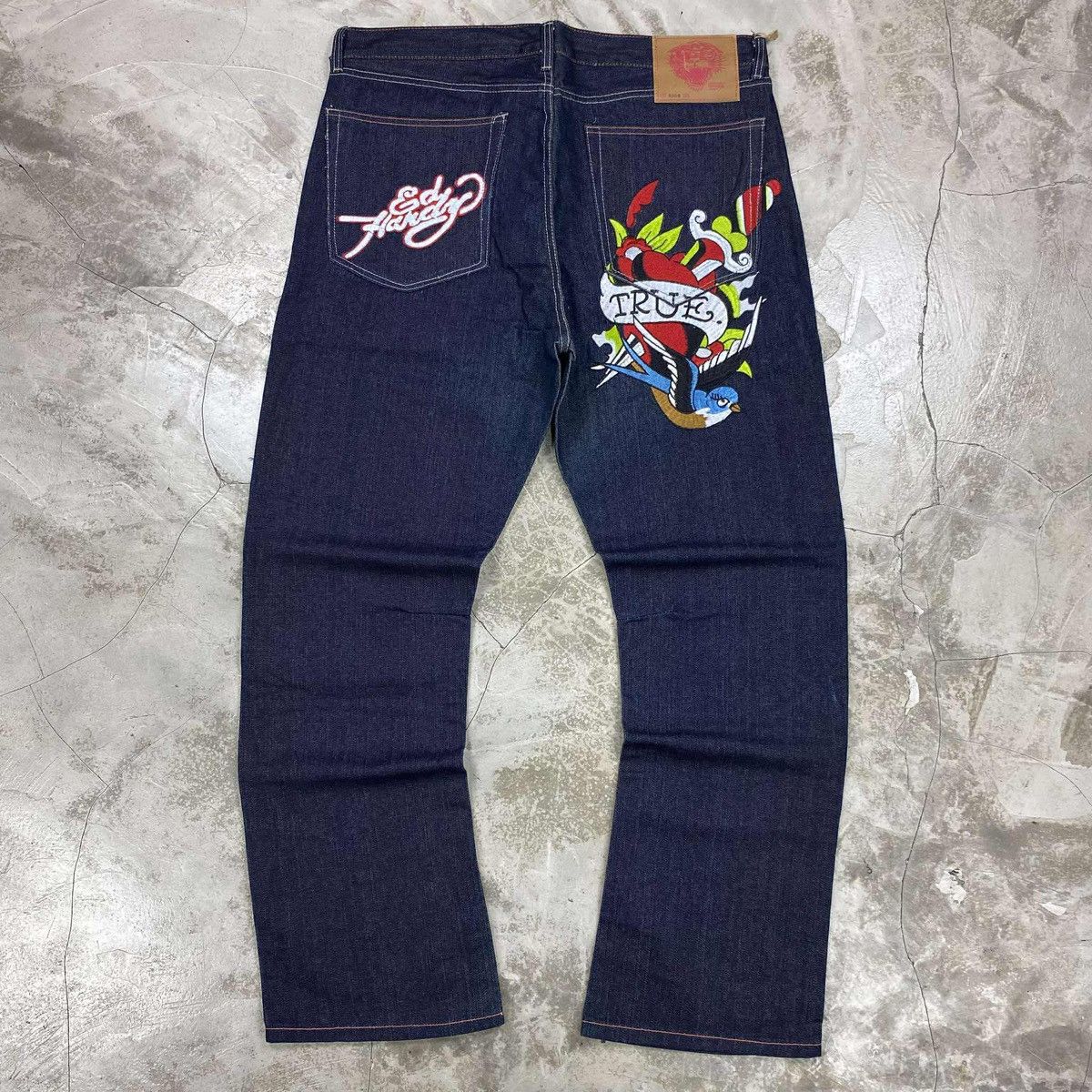 2008 Indigo Blue Wash Straight Jeans Embroiled Logo