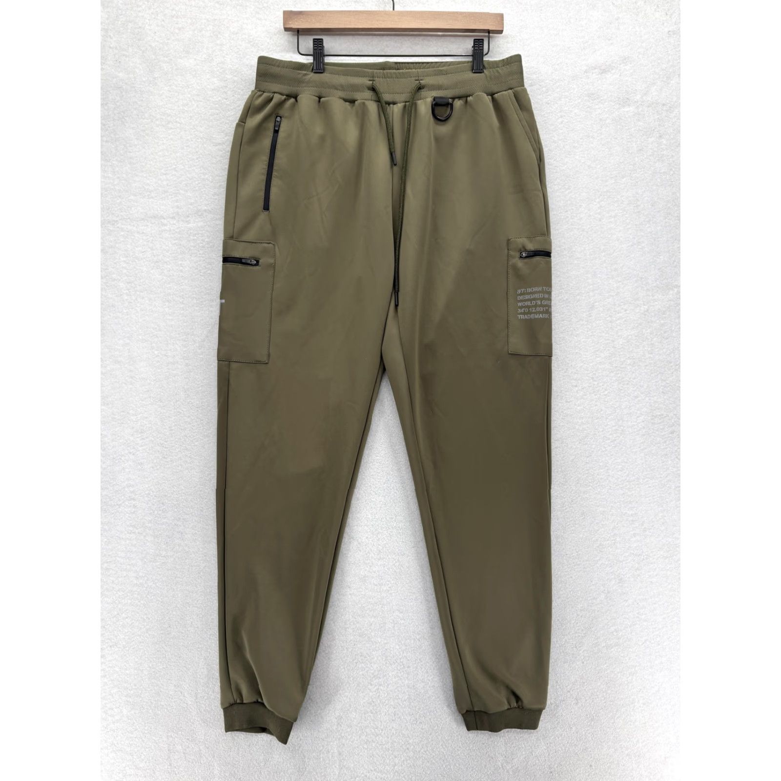 Born Born Tough Momentum Jogger Pants Mens XL Green Cargo Pocket Tapered Stretch Tech Cannabis? Size US 36 / EU 52 - 2 Thumbnail