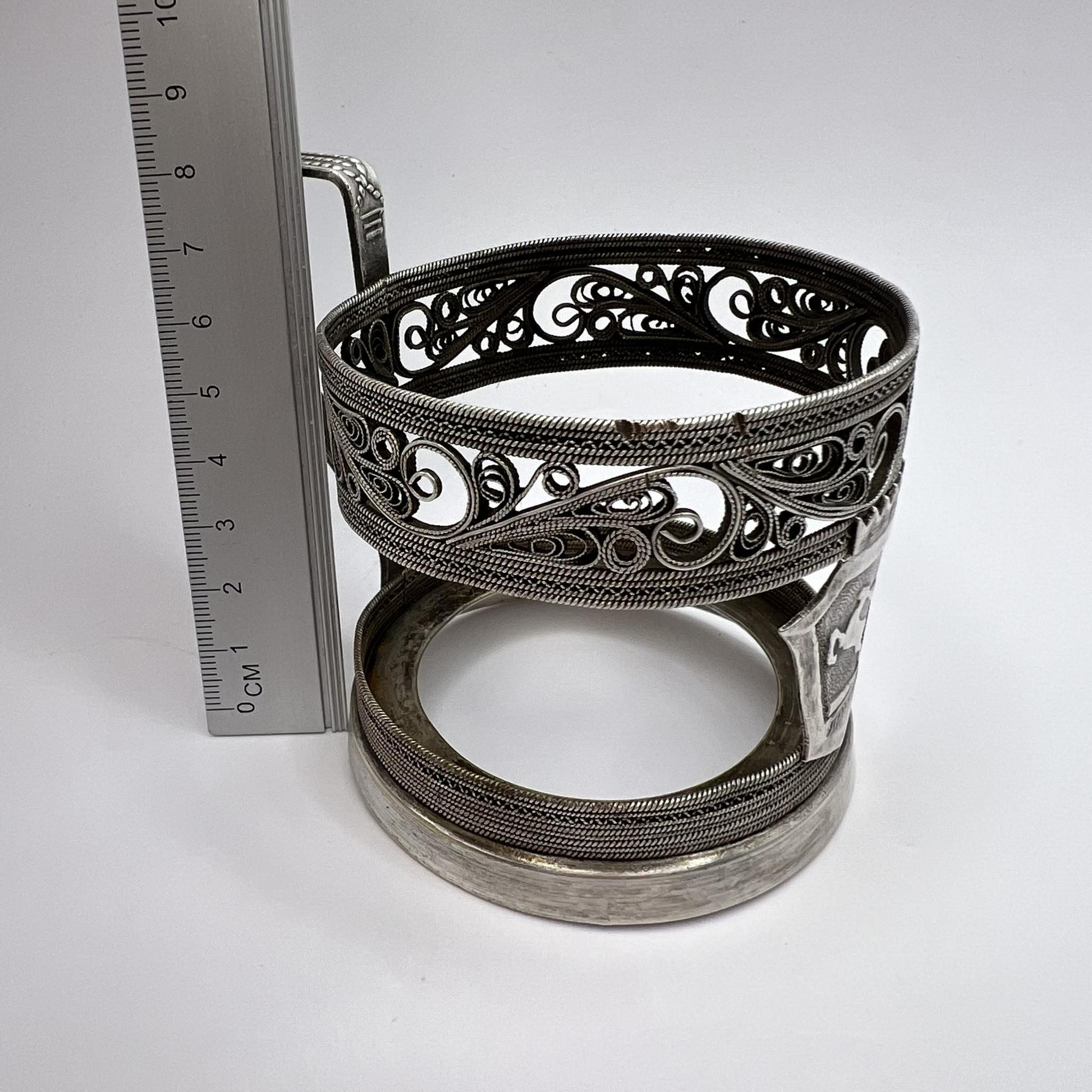 Vintage Vintage Soviet Glass Tea Cup Holder Silver Plated Signed Size ONE SIZE - 8 Thumbnail
