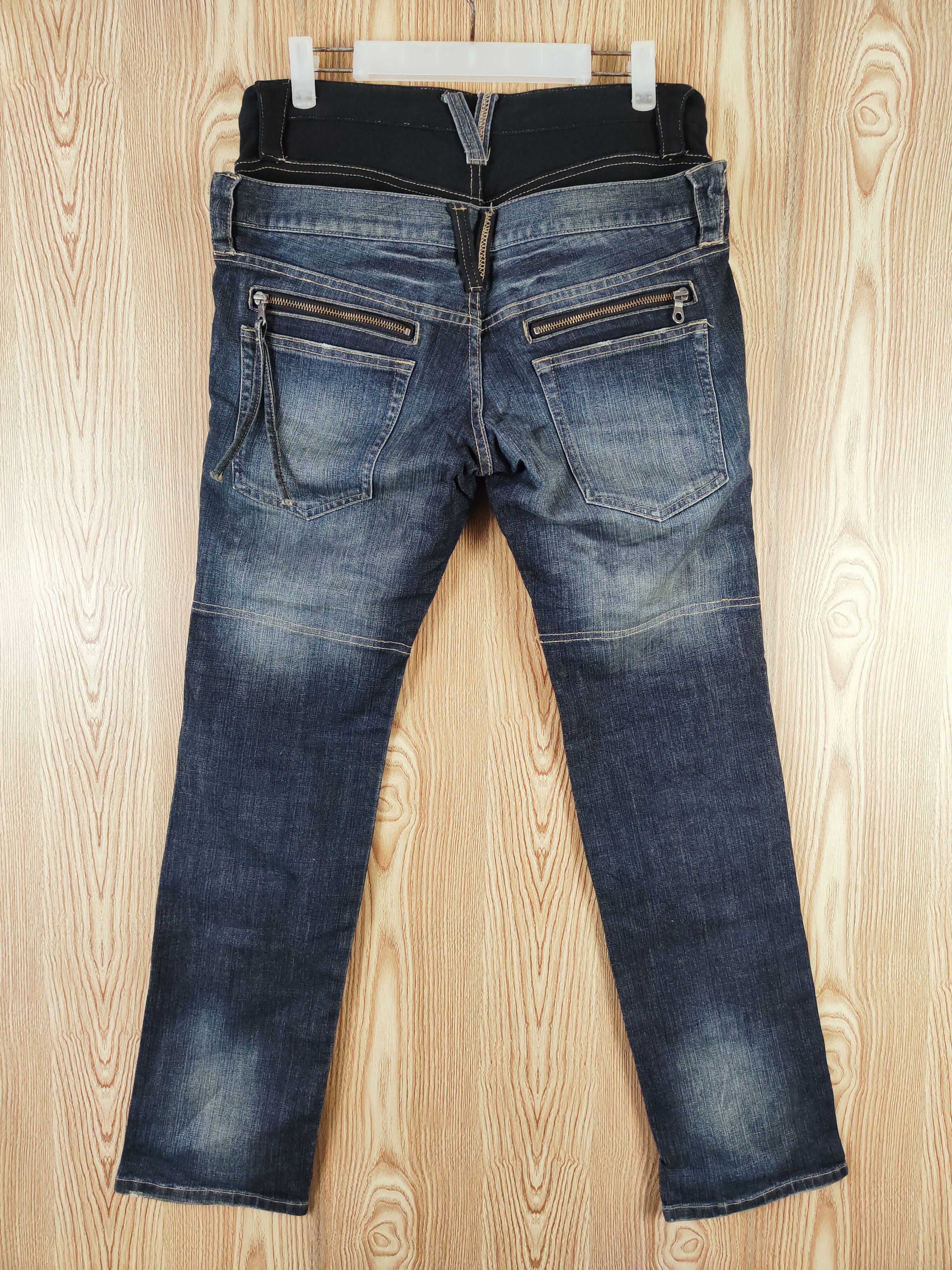 PPFM PPFM Dark Blue double waist Distressed Ripped Jeans #W382 Size US 32 / EU 48 - 9 Thumbnail