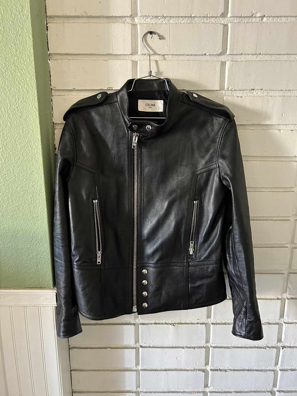Celine Celine SS24 Leather Racer Jacket (sz52) Size US L / EU 52-54 / 3 - 1 Thumbnail