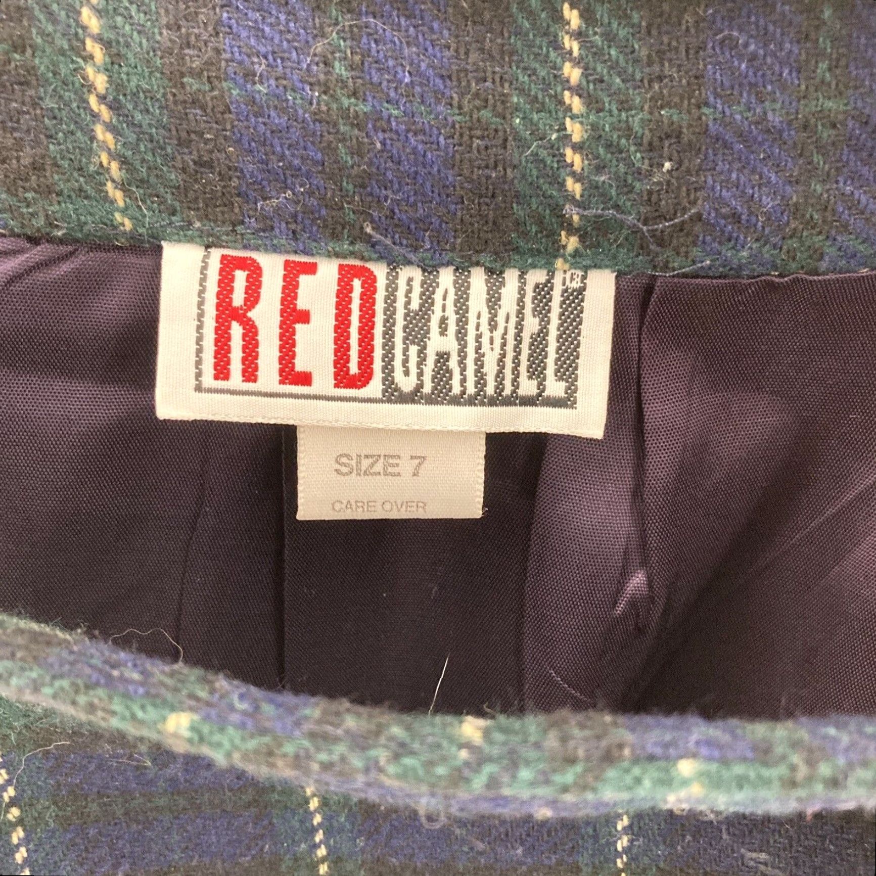 Camel VINTAGE Red Camel Plaid Skirt Womens Size 7 Wool Blend 90s Knee Length Straight Skirt Womens Size 28" / US 6 / IT 42 - 6 Thumbnail