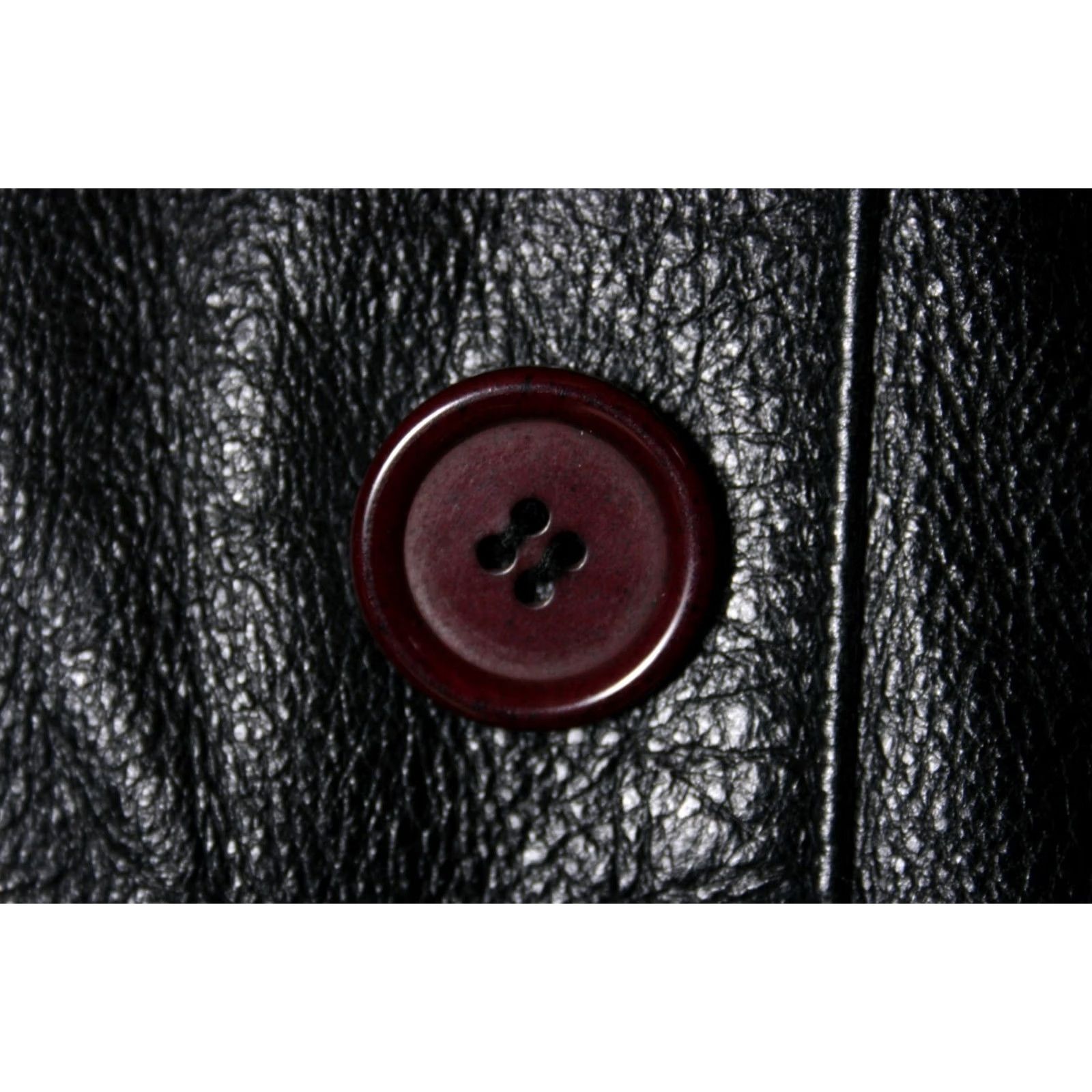 Doublet VINTAGE Cosmo Lombino KOZMO Black Leather Double Breasted Coat Coat Mens S Black 90s Style - Car Coat Size US S / EU 44-46 / 1 - 4 Thumbnail