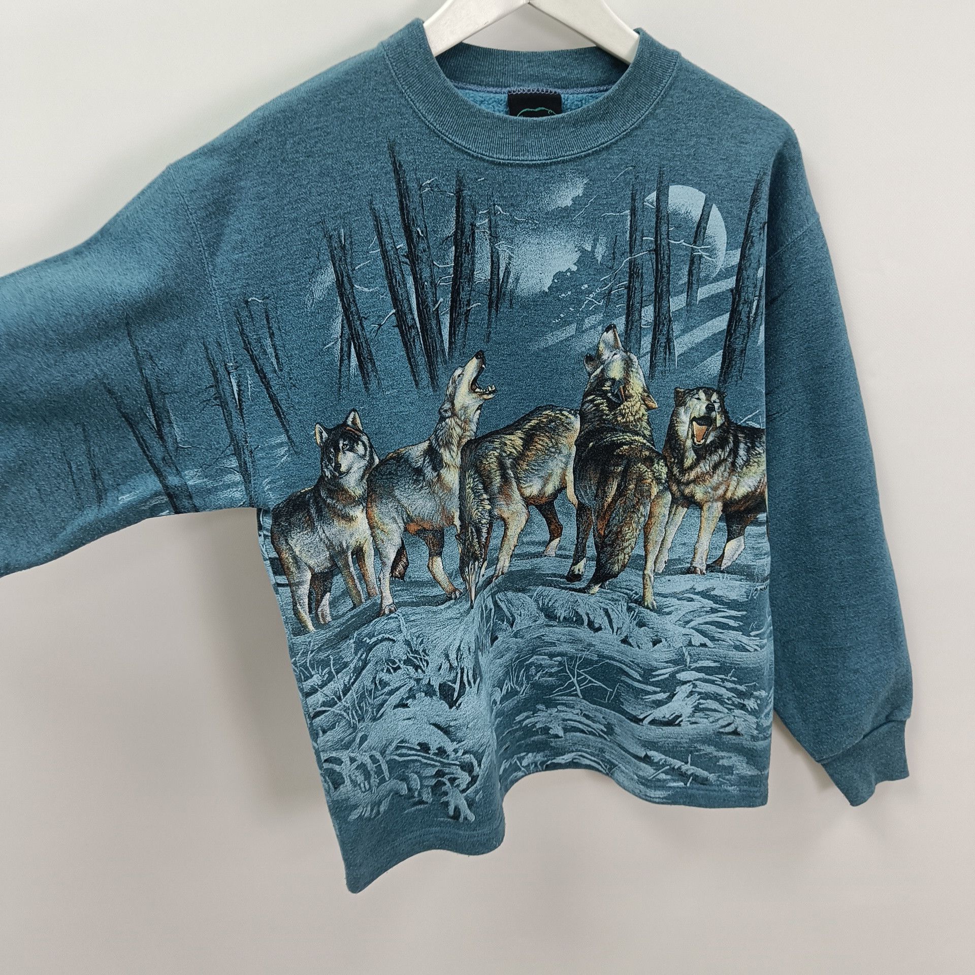 Habitat 🔥90s🔥Vintage Wolf Sweatshirt Full Print Habitat Size US M / EU 48-50 / 2 - 3 Thumbnail