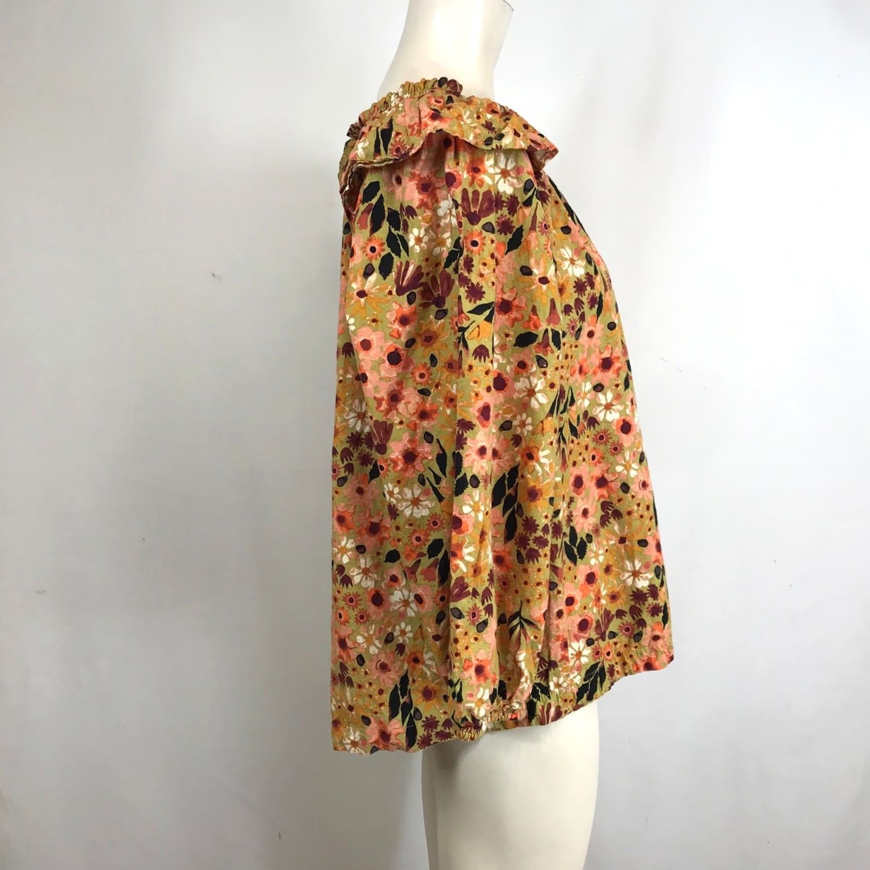 Vintage SONOMA Blouse Women XL Floral Print Smocked Neck Off Shoulder Long Sleeve Size XL / US 12-14 / IT 48-50 - 4 Thumbnail