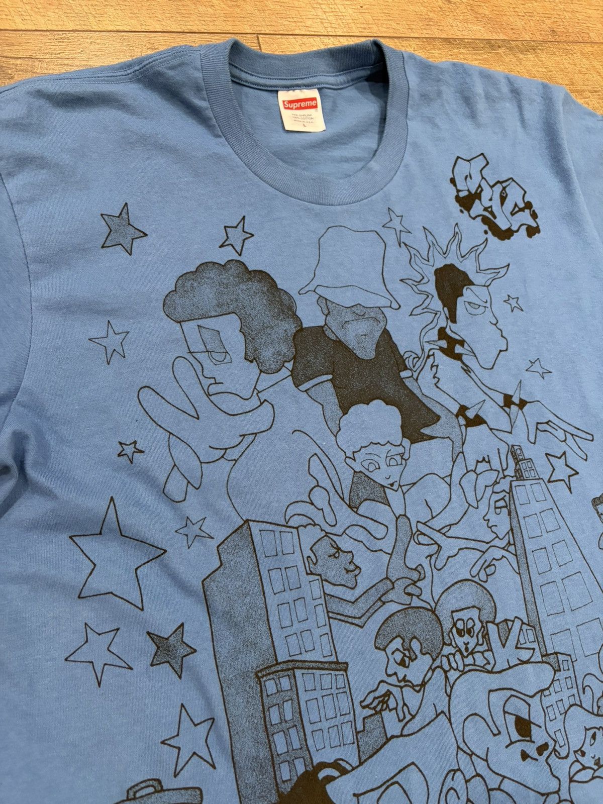 Supreme Supreme Downtown AOP Graphic Tee Blue Large All Over Print Size US L / EU 52-54 / 3 - 4 Thumbnail