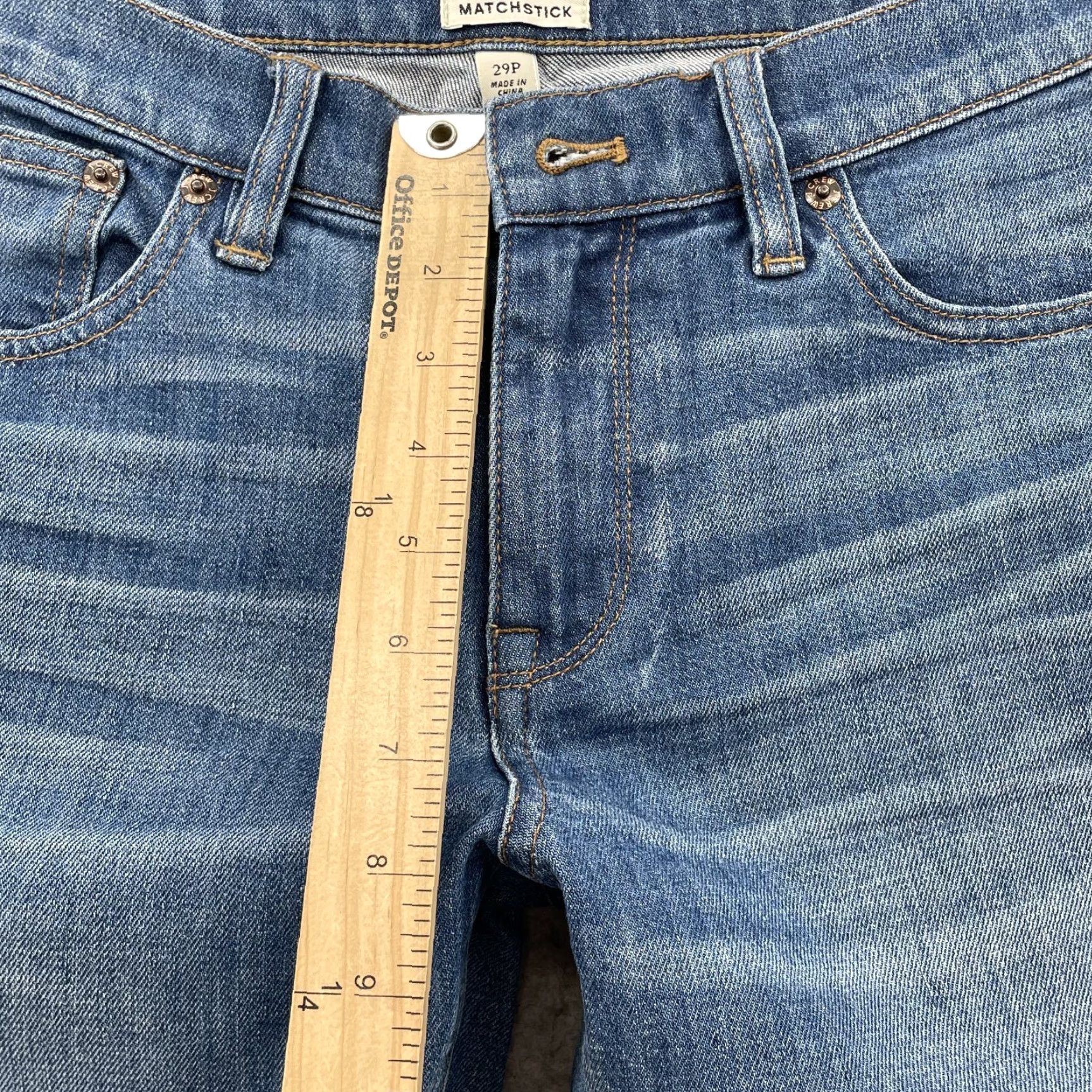 J.Crew J.CREW Jeans Women 29P Petite Matchstick Denim Straight Distressed Chic Classic - 5-Pocket Blue Cotton Elastane Jeans Size 29" - 6 Thumbnail