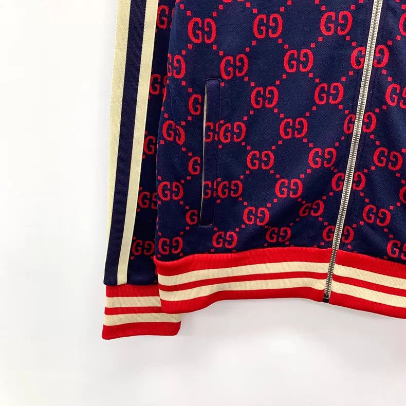 Gucci Gucci Dark blue logo jacquad full print lapel zipper long- Size US M / EU 48-50 / 2 - 4 Thumbnail