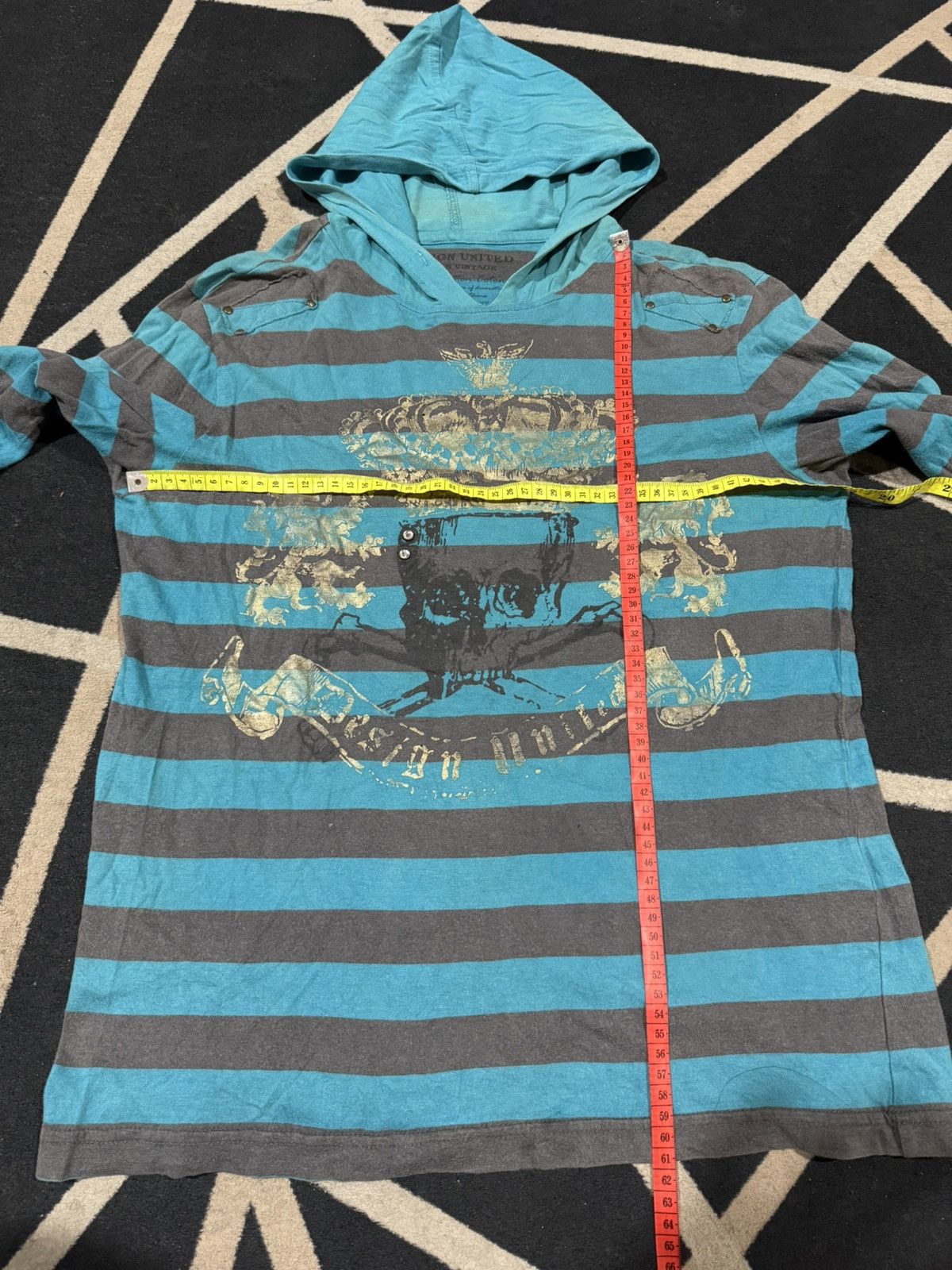 Skulls Design United Stripe Long Sleeve With Hoodie