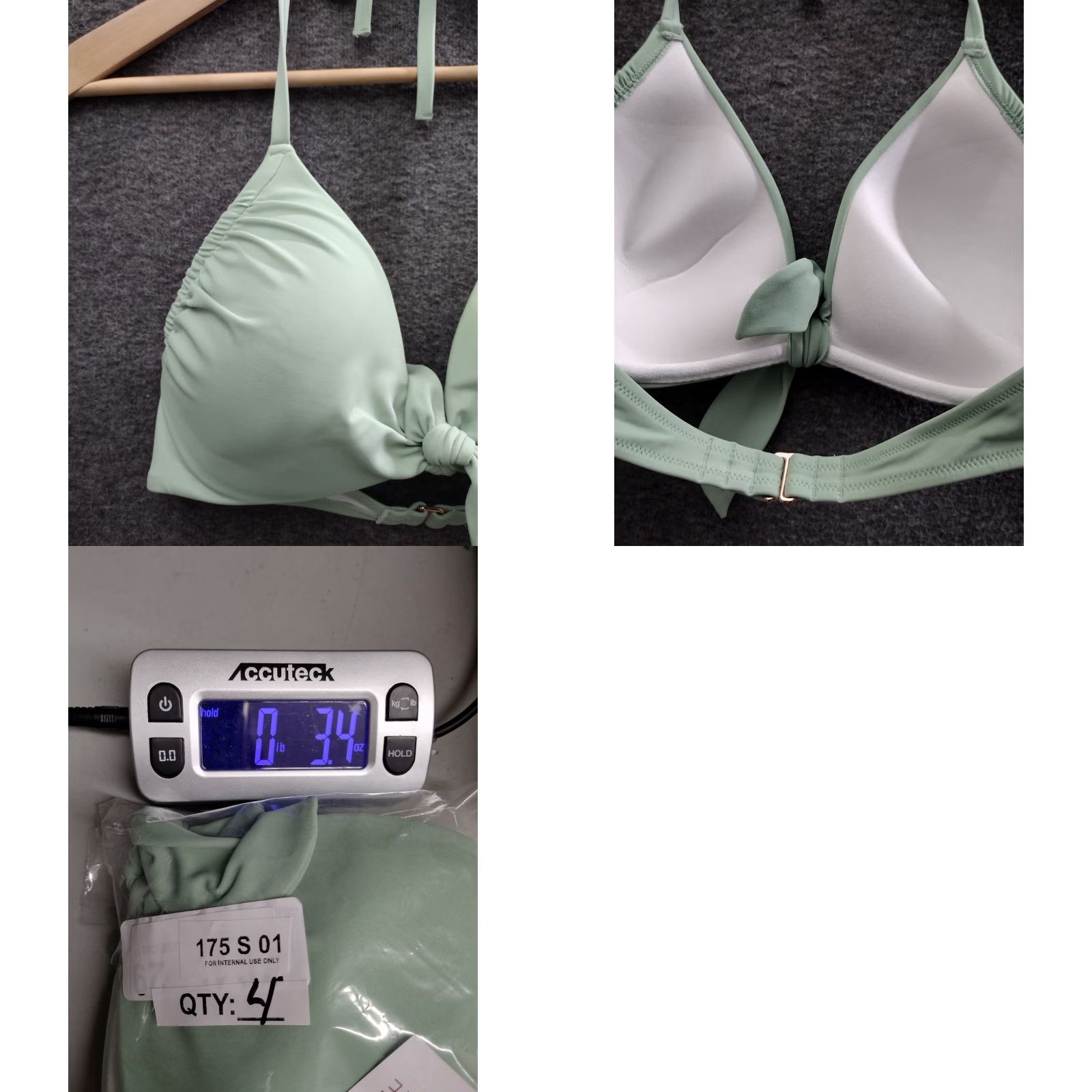 Vintage Shade & Shore Bikini Top, Green, 34C, Spaghetti Front Tie, Padded, Lined, Nylon/Polyester/Spandex, Women, Beach Size XXS / US 00 / IT 34 - 8 Thumbnail