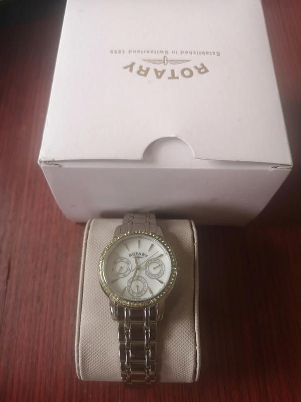 Rotary white dial stainless steel bracelet ladies watch