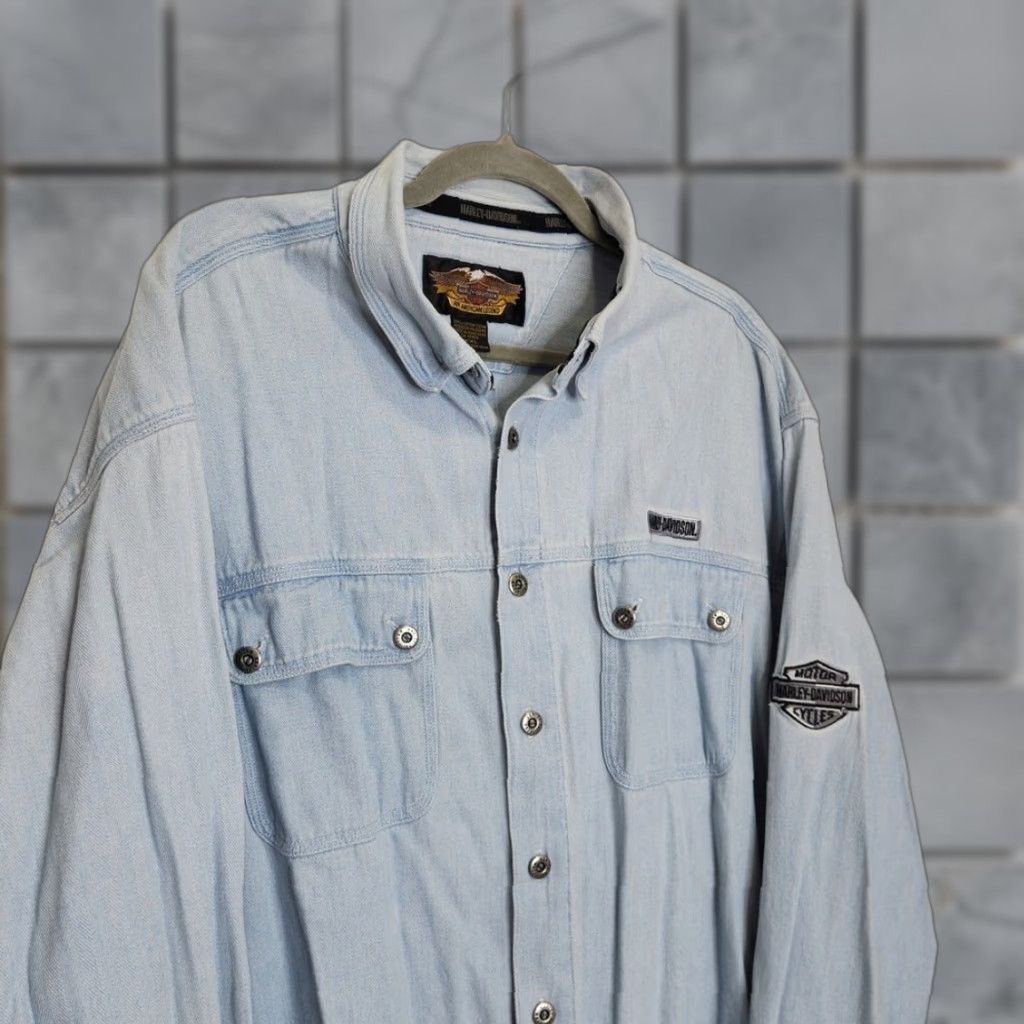 Harley Davidson Harley Davidson Button Flannel Denim XXL Logo Vintage VTG Unisex Adults Long Sleeve Blue 2XL Regular Shirt Mens Boys Womens? Size US XXL / EU 58 / 5 - 1 Thumbnail