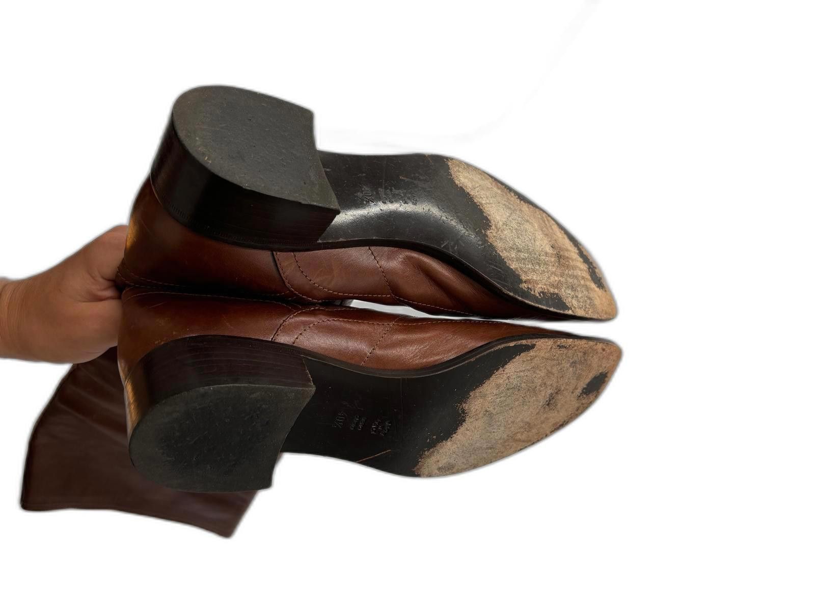 Designer PHILOSOPHY Di Alberta Ferretti Brown Leather Boots Size 9 Size US 9 / IT 39 - 7 Thumbnail