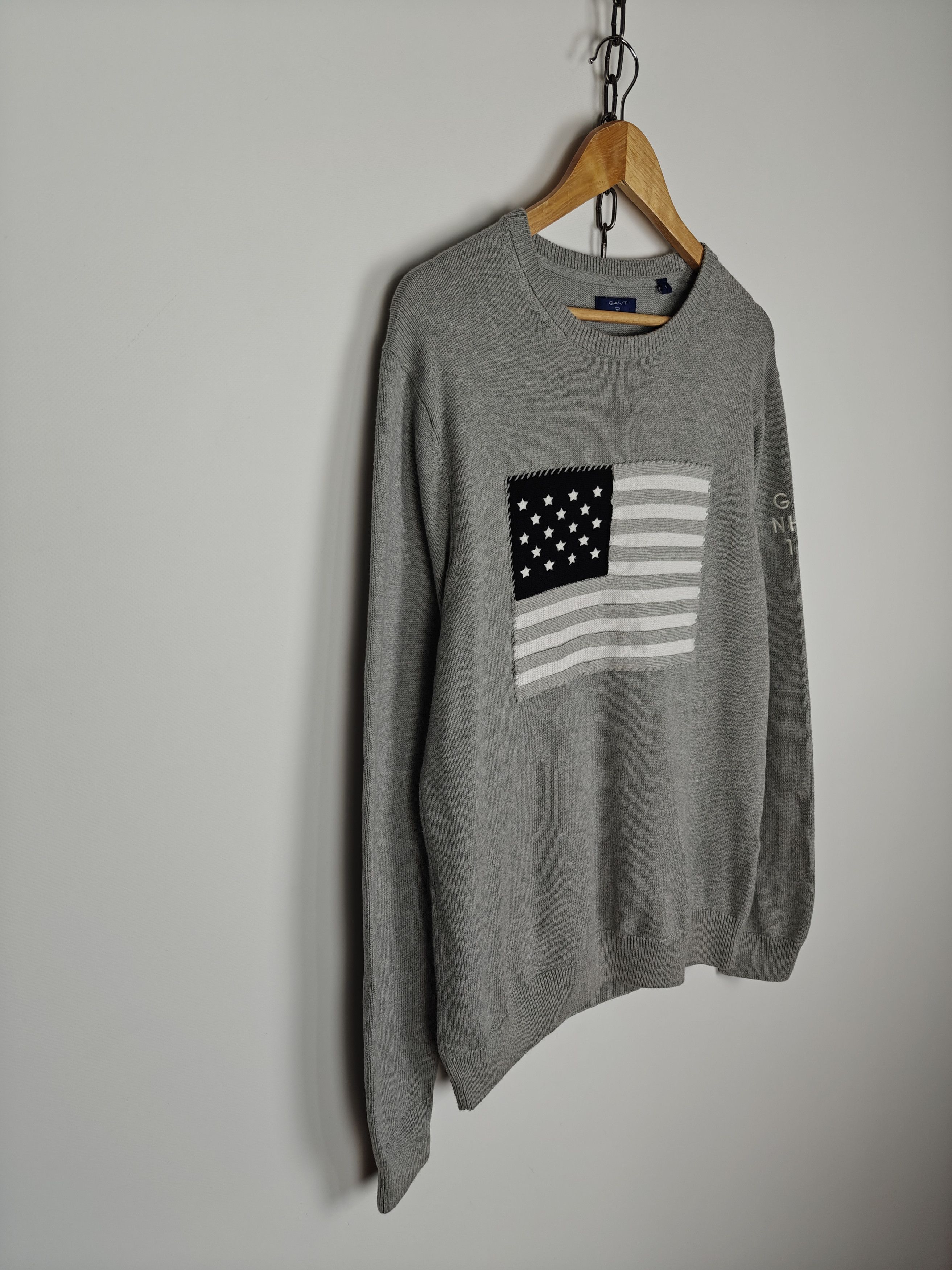 Gant Gant Knit Sweater Crewneck Cener USA Flag Logo Gray size L Size US L / EU 52-54 / 3 - 5 Thumbnail