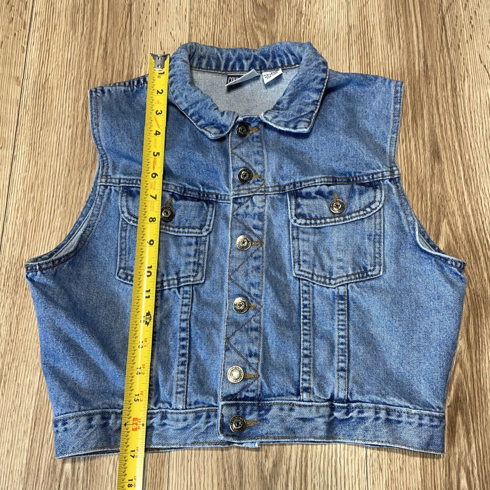 Denime VINTAGE NUOVO COUNTY SEAT Denim Vest Womens Medium Blue Biker Moto Casual 90s Size 32" / US 10 / IT 46 - 3 Thumbnail