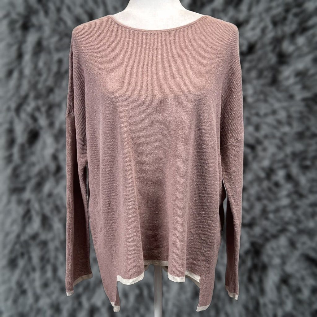 Eileen Fisher Eileen Fisher Sweater Medium Womens Pink Linen Blend Long Sleeve Pullover Classic Designer Lagenlook Oversized Size M / US 6-8 / IT 42-44 - 1 Thumbnail