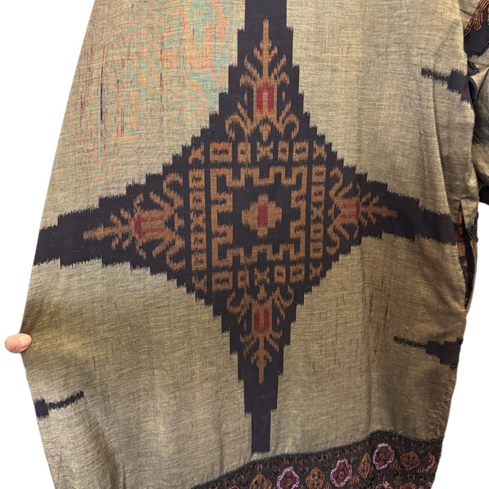Other Raw Silk and Hand Beaded Ikat Women's Kimono Jacket sz O/S Size ONE SIZE - 5 Thumbnail