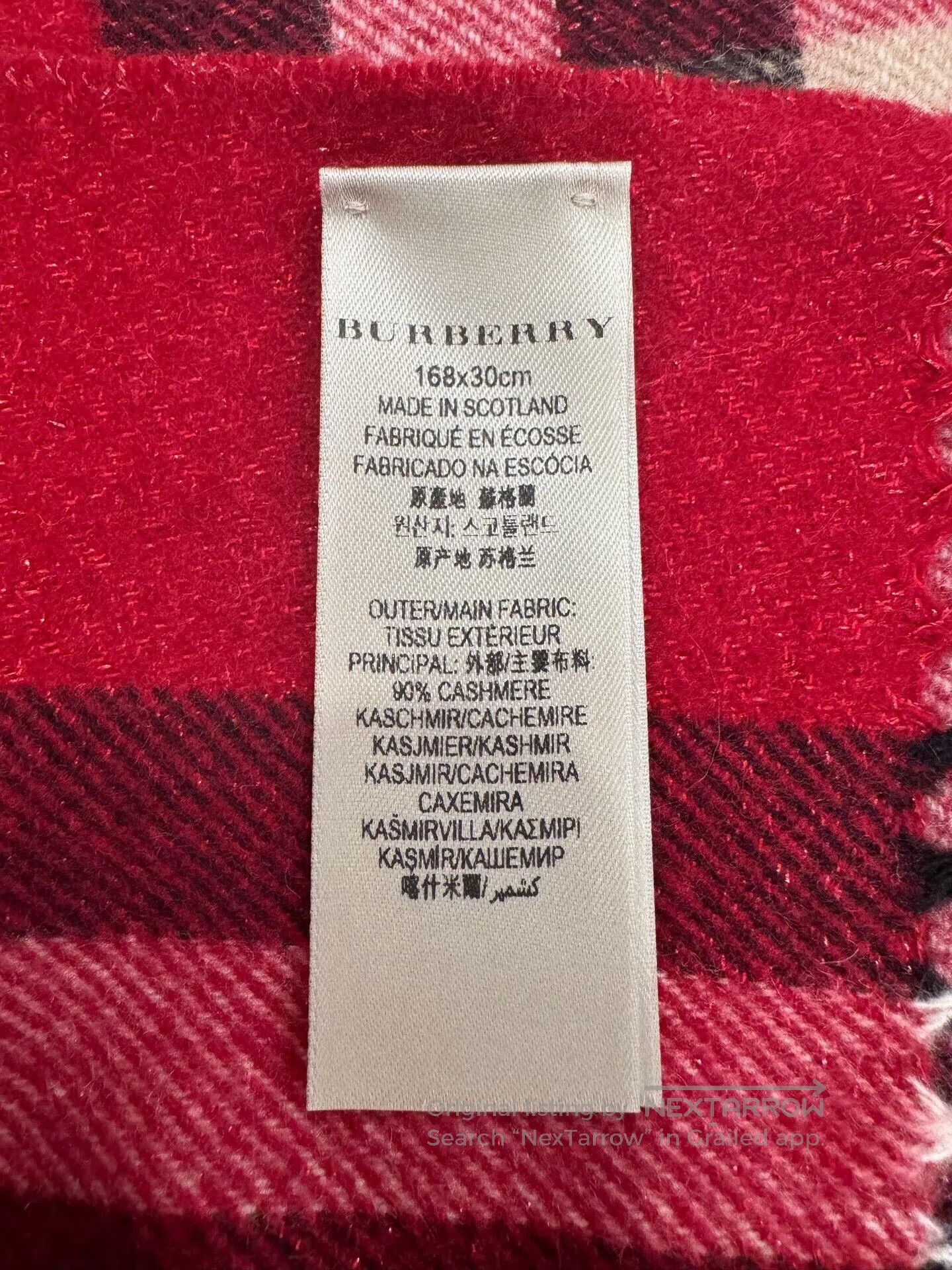 Burberry Burberry Red Plaid Cashmere Scarf. Size ONE SIZE - 8 Thumbnail