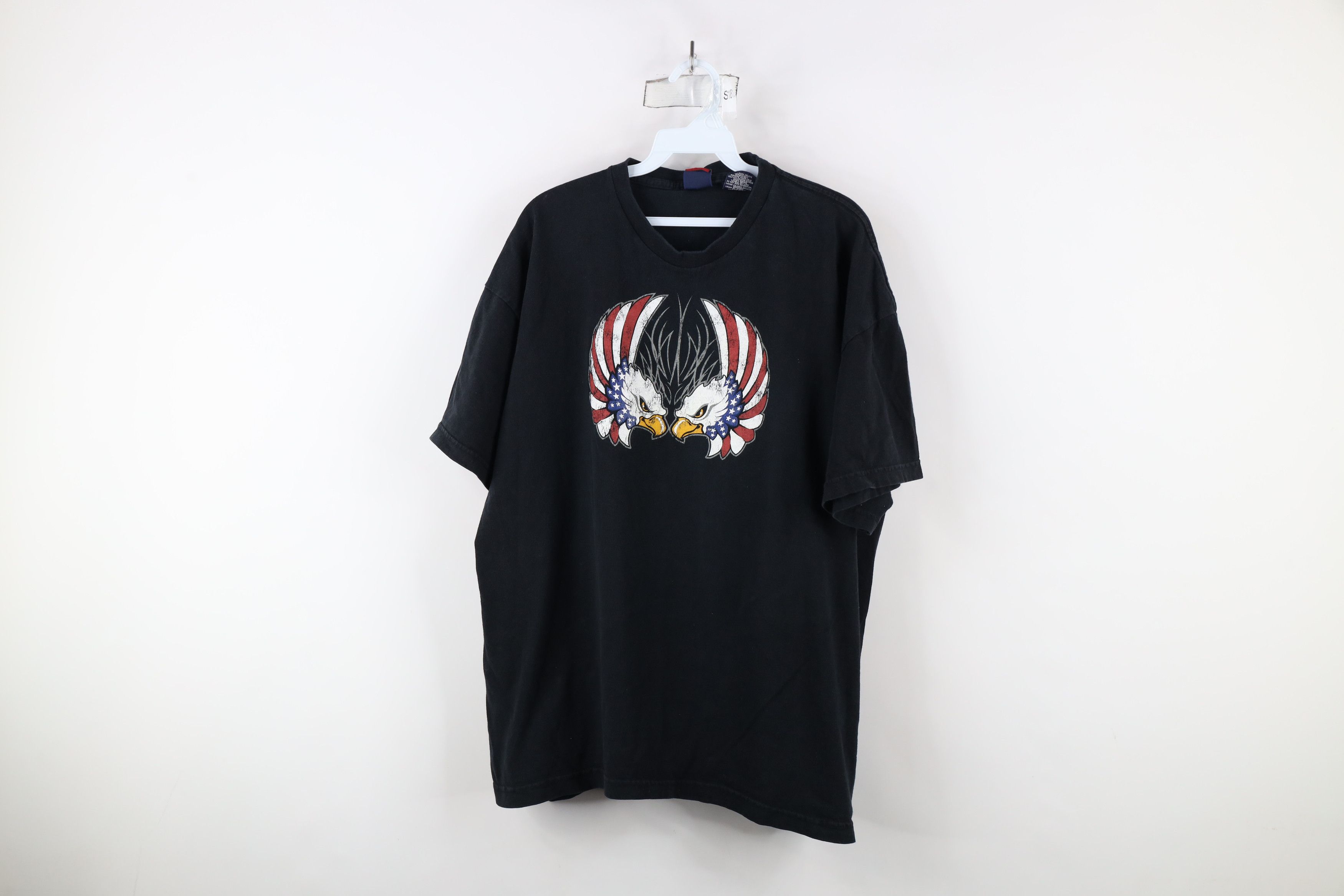 Vintage Vintage 90s Y2K Eagle Tribal Racing T-Shirt Black Cotton Size US XXL / EU 58 / 5 - 1 Thumbnail