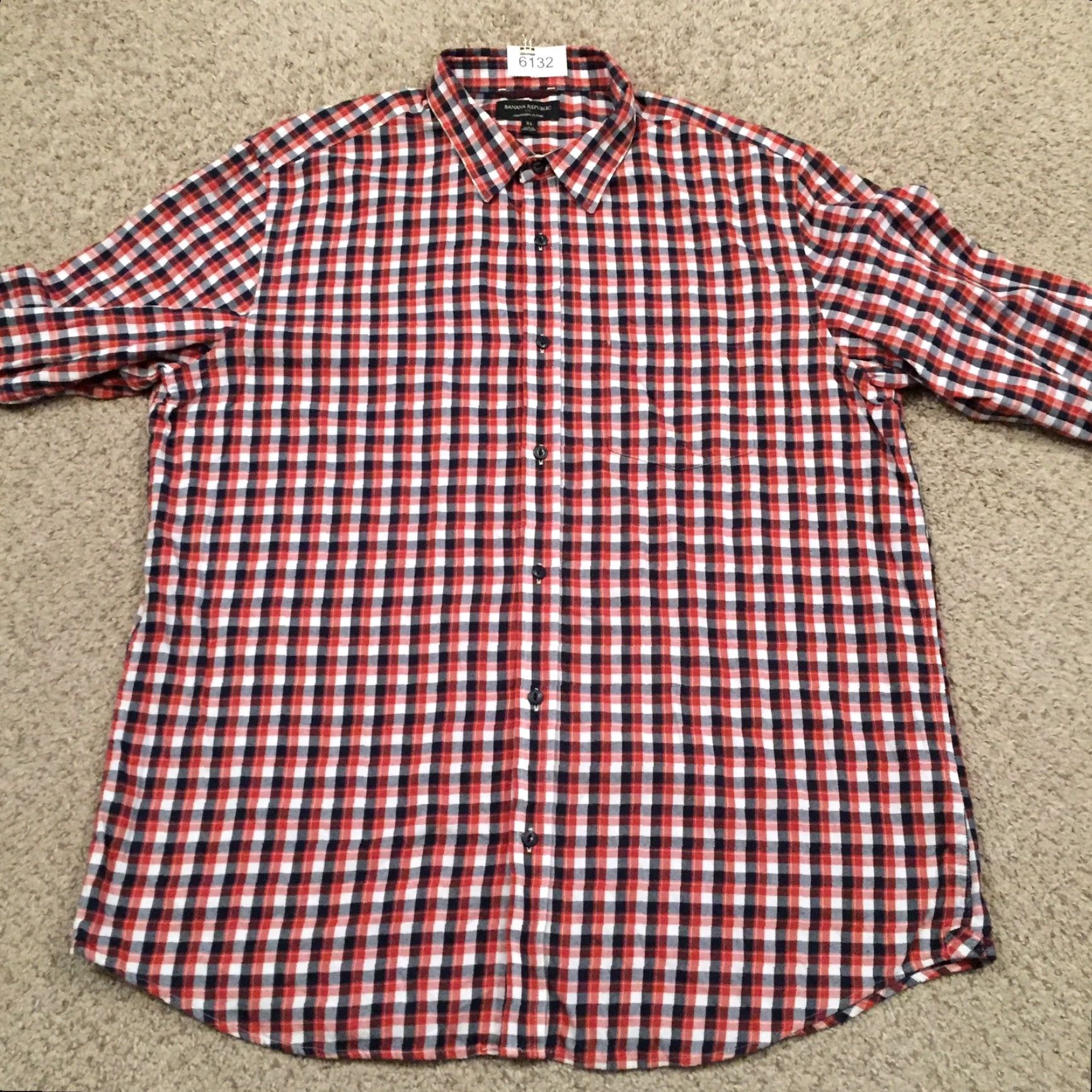 Banana Republic Banana Republic Shirt Mens XL Red Blue Plaid Long Sleeve Button Up Flannel Size US XL / EU 56 / 4 - 5 Thumbnail