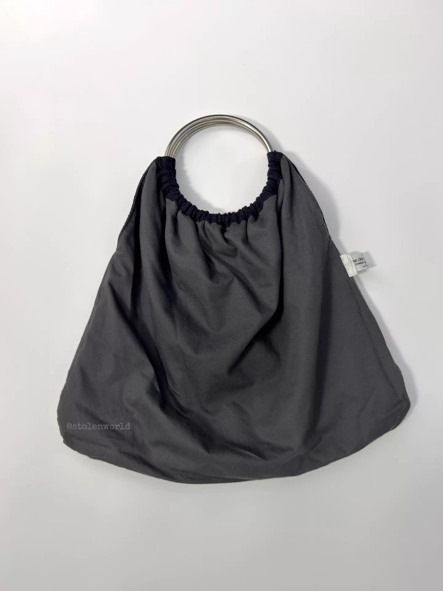 Comme des Garcons CDG Ring Fold Wool Tote Black/Blue Jacquard Size ONE SIZE - 4 Thumbnail