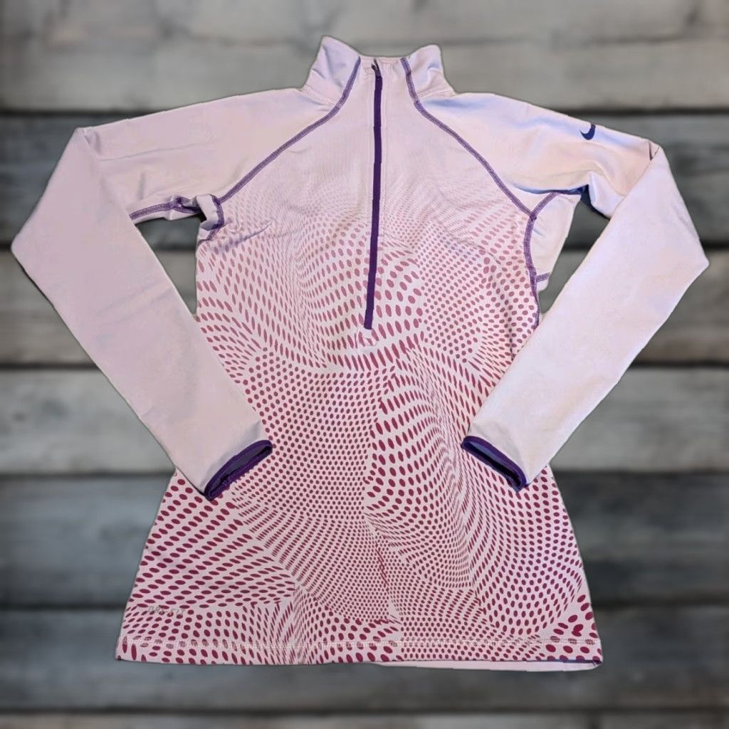 Nike Nike Pro Women's S Light Purple Optical Illusion Quarter Zip Athletic Top Drifit Size S / US 4 / IT 40 - 1 Thumbnail