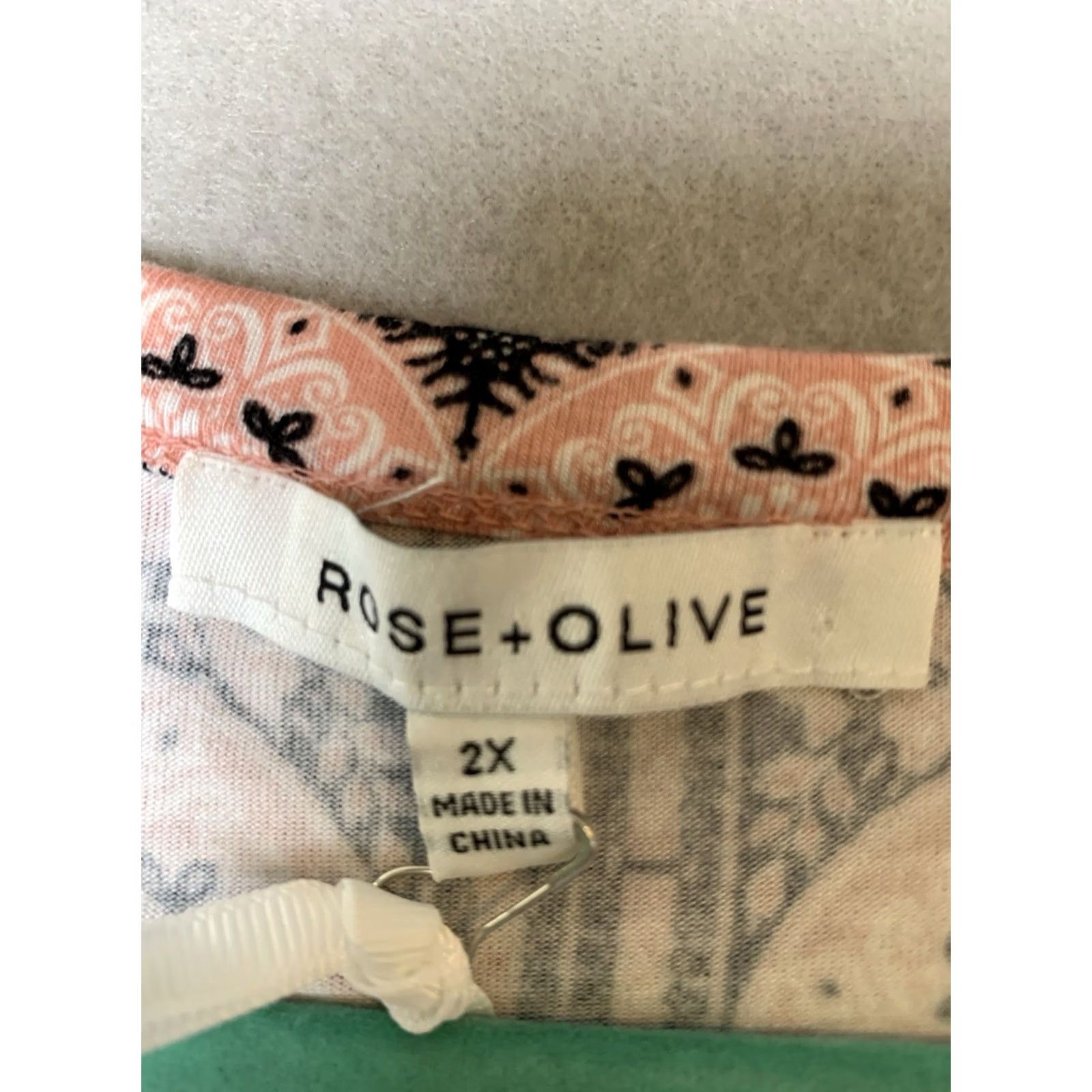 Vintage Rose + Olive Top Womens 2X Pink Boho Geometric Artsy 3/4 Sleeve NWT Size XXL / US 16-18 / IT 52-54 - 3 Thumbnail