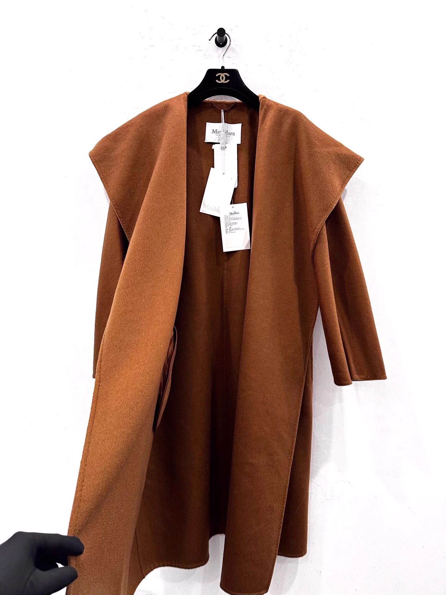 Max Mara MaxMara Navarra Women's Brown Cashmere Hood Robe 36 Size XS / US 0-2 / IT 36-38 - 4 Thumbnail