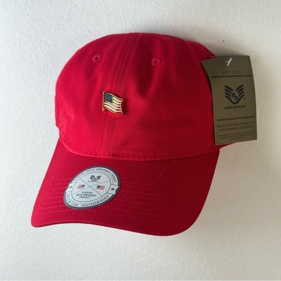 Designer NWT RAPID DOMINANCE USA FLAG RED DAD HAT Size ONE SIZE - 4 Thumbnail