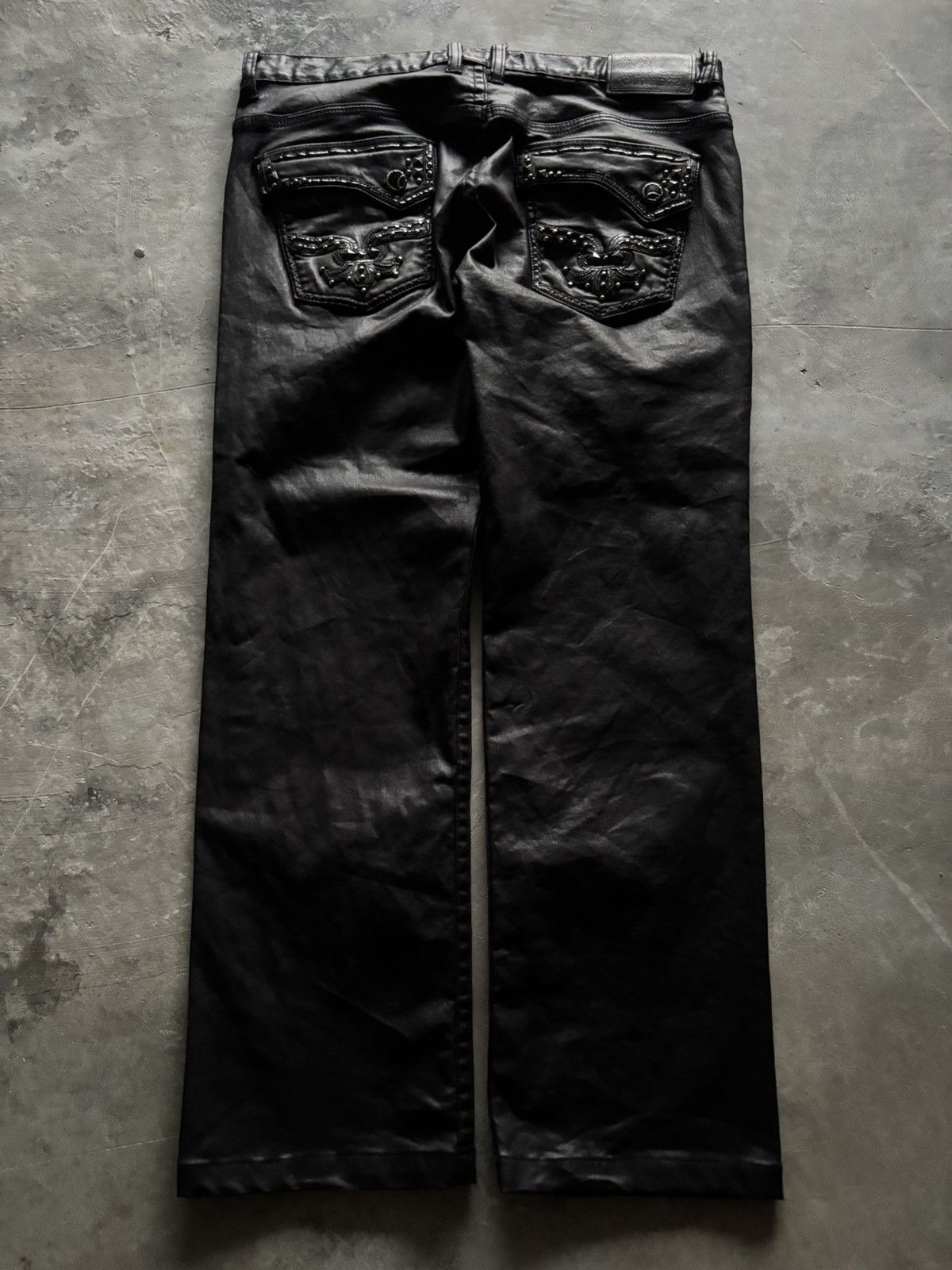 Beauty Beast × Isamu Katayama Backlash × Yasuyuki Ishii CLOUD 72 leather pant zipper sick backpocket rhinestone punk Size US 37 - 12 Thumbnail