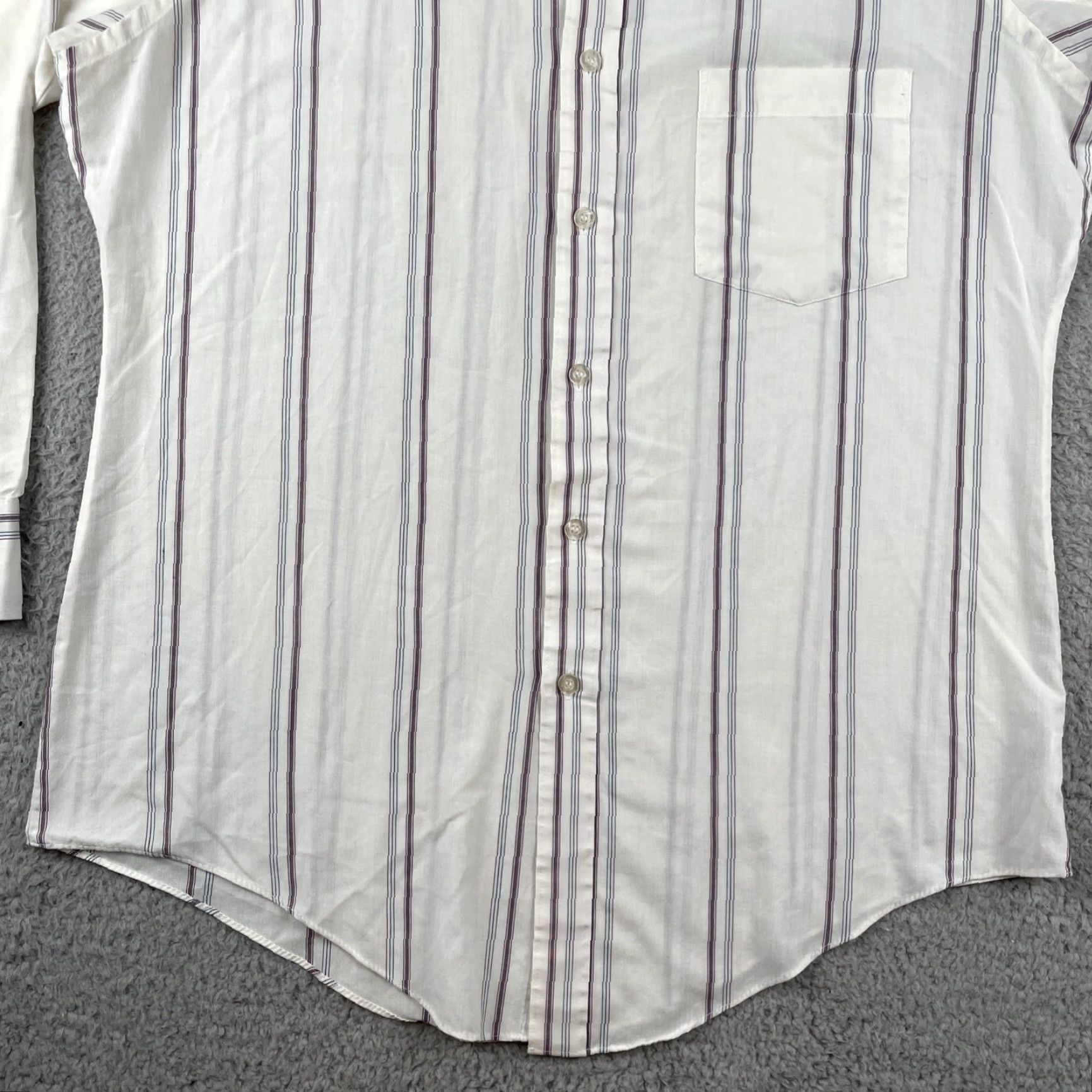 Vintage VINTAGE Ketch Long Sleeve Button Shirt White Vertical Purple Stripes 15.5 Large Shirt Mens Vintage Size US L / EU 52-54 / 3 - 6 Thumbnail